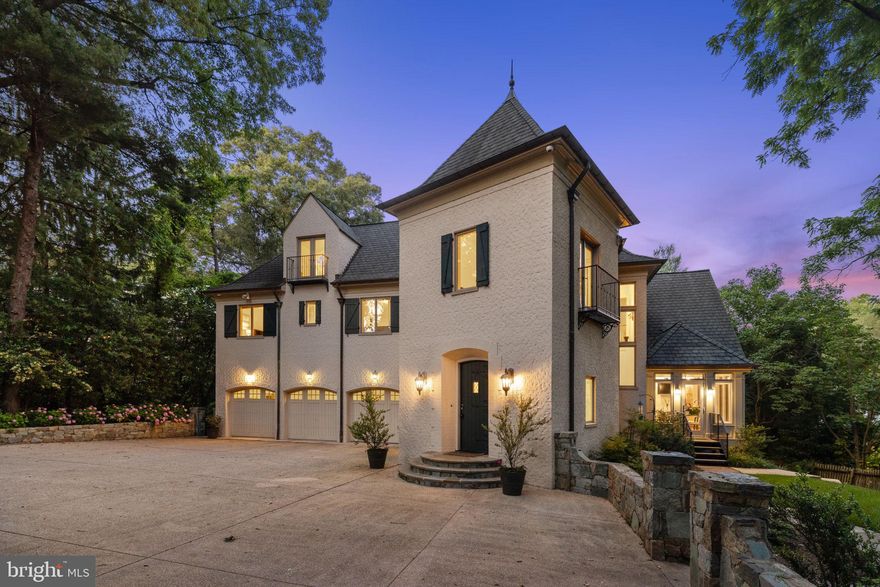 NEW PRICE 9/16! You'll love this luxurious French country sanctuary nestled on a private 1/2 acre+ lot inside the beltway in sought-after Cabin John in the Bannockburn/Pyle/Whitman school district. This grand residence, built in 2009, features  a private paradise for outdoor enjoyment and relaxation with a full kitchen, expansive patios and fully fenced backyard.

Inside, this home offers an impressive six bedrooms and six and one half baths on four finished levels with ample spaces for comfort, entertainment, and serene living The heart of this home is its gourmet kitchen, a chef's dream featuring top-of-the-line appliances, elegant countertops, and an inviting eat-in area perfect for morning coffee or casual family dinners. For more formal gatherings, the adjacent living room with 20'+ ceilings is warmed by a charming wood-burning fireplace providing a sophisticated ambiance. A main level office, complete with custom bookshelves, presents the ideal workspace or a quiet retreat for avid readers. The family room echoes a sense of warmth and welcome, with its thoughtful built-in shelving adding character and convenience.

Upstairs, the open family room provides an informal hang-out space for playtime, bedtime stories or late night chats. The primary suite  is a private oasis with its sitting area and fireplace,  rooftop terrace, dual walk-in closets, and luxurious bath with separate shower and soaking tub for relaxation. Three additional well-appointed bedrooms, each with an en-suite bathroom, ensure privacy and comfort for family or guests.  The 4th level features an open loft space plus an additional bedroom and full bathroom, perfect for a private guest suite or creative studio. 

For the ultimate entertainment experience, the lower level houses a state-of-the-art movie theater, ready for hosting unforgettable movie nights.  Designed for the buyer seeking a life of luxury and leisure, this exquisite residence is a testament to timeless elegance and sophistication. Truly a must see home.