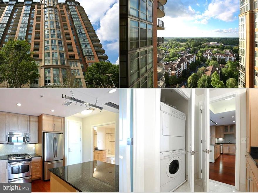 Gorgeous, rarely available 15th floor unit in the largest 1 Bedroom / 1 Bath tier at luxury One Park Crest. Spectacular Mountain & Sunset vistas from entire unit! West-Northwest view will never be obscured. The only 1 BR tier with Kitchen Island & Balcony + Sun room! Hardwood floor in Kitchen, Living/Sun Room; Carpet in Bedroom. Granite counters in the Kitchen & Bathroom; Marble Bathroom floor. High end appliances and more. Building has Other amenities include: Private Underground Parking, 24-Hour Staffed Front Desk, State-of-the-Art Fitness Center and Private Massage Studio, 18th Floor Club Room with Pool Table, Wet Bar, Fireplace, Plasma Televisions and Extraordinary Views, 18th Floor Swimming Pool and Sun Terrace, Luxury Guest Suite, Elegant Library, next door to Harris Teeter and Starbucks