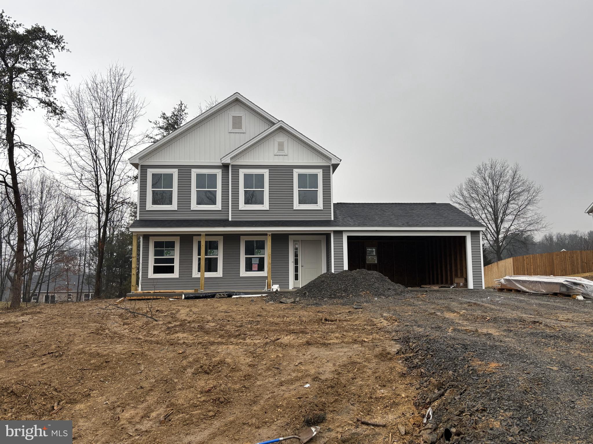 New Construction at Random Oaks II
Covered front porch, large living room, eat-in kitchen, laundry on the main level and rear patio. Upper-level features three bedrooms including primary suite with full primary bathroom, and 2nd full bathroom. 2 car attached garage.