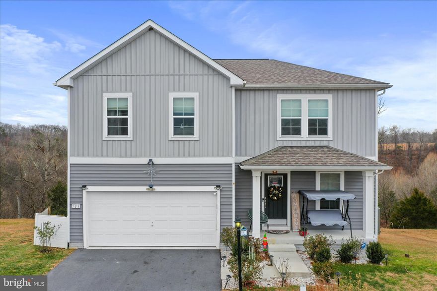 Welcome home to 183 Luxor Ct in Bunker Hill, WV—a modern 4-bedroom, 2.5-bath Colonial built in 2021, offering open spaces, comfort, and convenience for today’s buyers. Located on a quiet cul-de-sac in the desirable Harvest Glen community, this move-in-ready home qualifies for FHA, VA, and USDA financing, making it an exceptional opportunity for first-time homebuyers.
The main level features an open floor plan with a bright living room, dining area, and a functional kitchen equipped with stainless steel appliances, great cabinet space, and a center island perfect for meal prep or casual dining. Upstairs includes four spacious bedrooms, including an exceptionally spacious 19ft By 17ft. private owner’s suite with a walk-in closet and ensuite bath. Laundry is conveniently located on the bedroom level.
Additional features include:
• 2-car garage
•Unfinished Basement (Over 700sqft.)
• Low-maintenance exterior
• Nearly new construction (2021)
• Quick access to I-81, shops, schools, and commuter routes
With modern finishes, a great layout, and multiple loan options available, this home is an incredible value for buyers looking to stop renting and start building equity.

Don’t miss this chance—schedule your showing today
