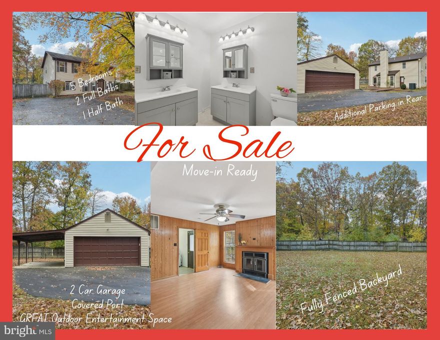 Welcome Home to 3017 Bramblewood Court! This spacious 5-bedroom, 2.5-bath Colonial is perfectly situated in one of Waldorf’s most desirable and convenient locations. 

Step inside to discover a bright, open layout featuring new carpet, updated bathrooms, and a refreshed kitchen filled with natural sunlight—ready for everyday living and entertaining. The generous room sizes, cozy fireplace, and inviting atmosphere to make this home truly special.

Enjoy outdoor living at its best with a large backyard, perfect for gatherings, play, or peaceful relaxation. A two-car detached garage plus carport—located in the rear—offers plenty of parking and storage.

The home offers quick access to schools, shopping, dining, and major commuter routes, blending comfort and convenience seamlessly.

With its ideal location, thoughtful updates, and move-in-ready condition, 3017 Bramblewood Court is the perfect place to celebrate the holidays and start the new year in comfort and style!