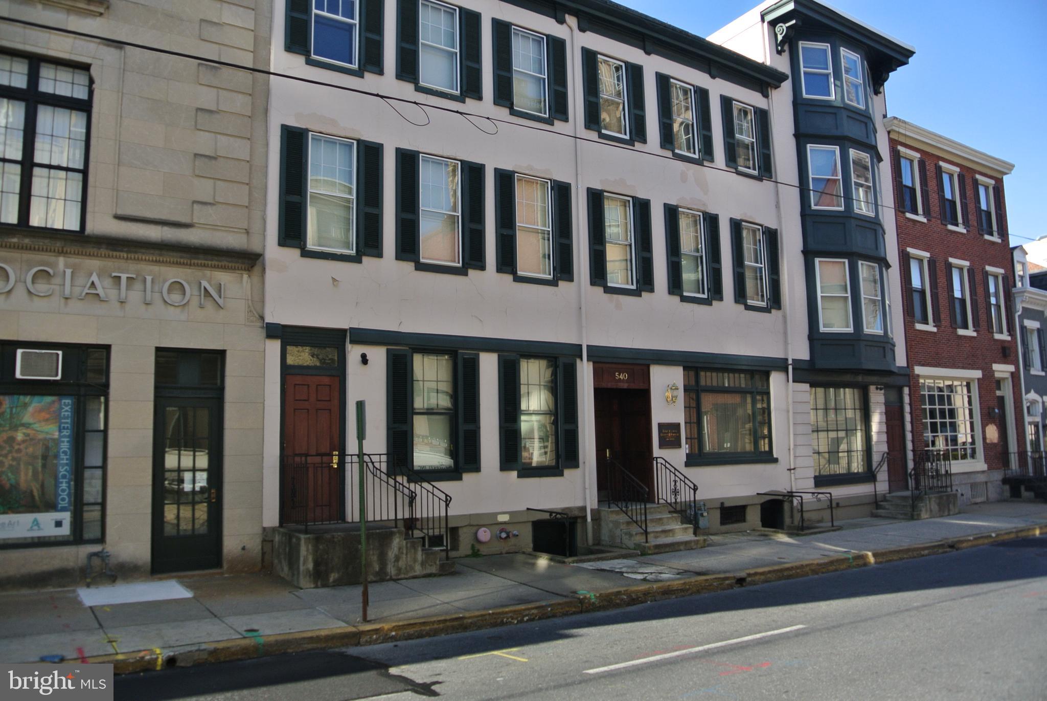 Property is located in the newly created Revitilzation and Improvment Zone (CRIZ) of Reading. Contact listing agent for more information. Property is very Well maintained just waiting to be occupied by you and your business. Or occupy a few suites and lease the remaining. Completely renovated the property boasts bright office suites, conference rooms, luncheon area with an outside patio, and an elevator to reach the upper levels. Perfect location for a law firm, real estate firm, title company, accounting firm for a few ideas. Many of the office suites can be reconfigured to span an entire floor for your business. Again, if you don't need all the space ..lease what isn't needed to other businesses. Just off the main street this is the Perfect location to be within walking distance of the court house, parking garages, stores, etc. The displayed Directory will be seen by clients once they enter the gracious, inviting Lobby. To move further into the building those clients will use the Virtual Receptionist. Most Suites are beautifully apponted with fireplaces (non-working), built-in bookcases, shelving, carpeting and window blinds. Draperies and beautiful office furniture are included if needed. Property consists of 3 parcels- 538, 540 & 542 Court St. Schedule your viewing today!