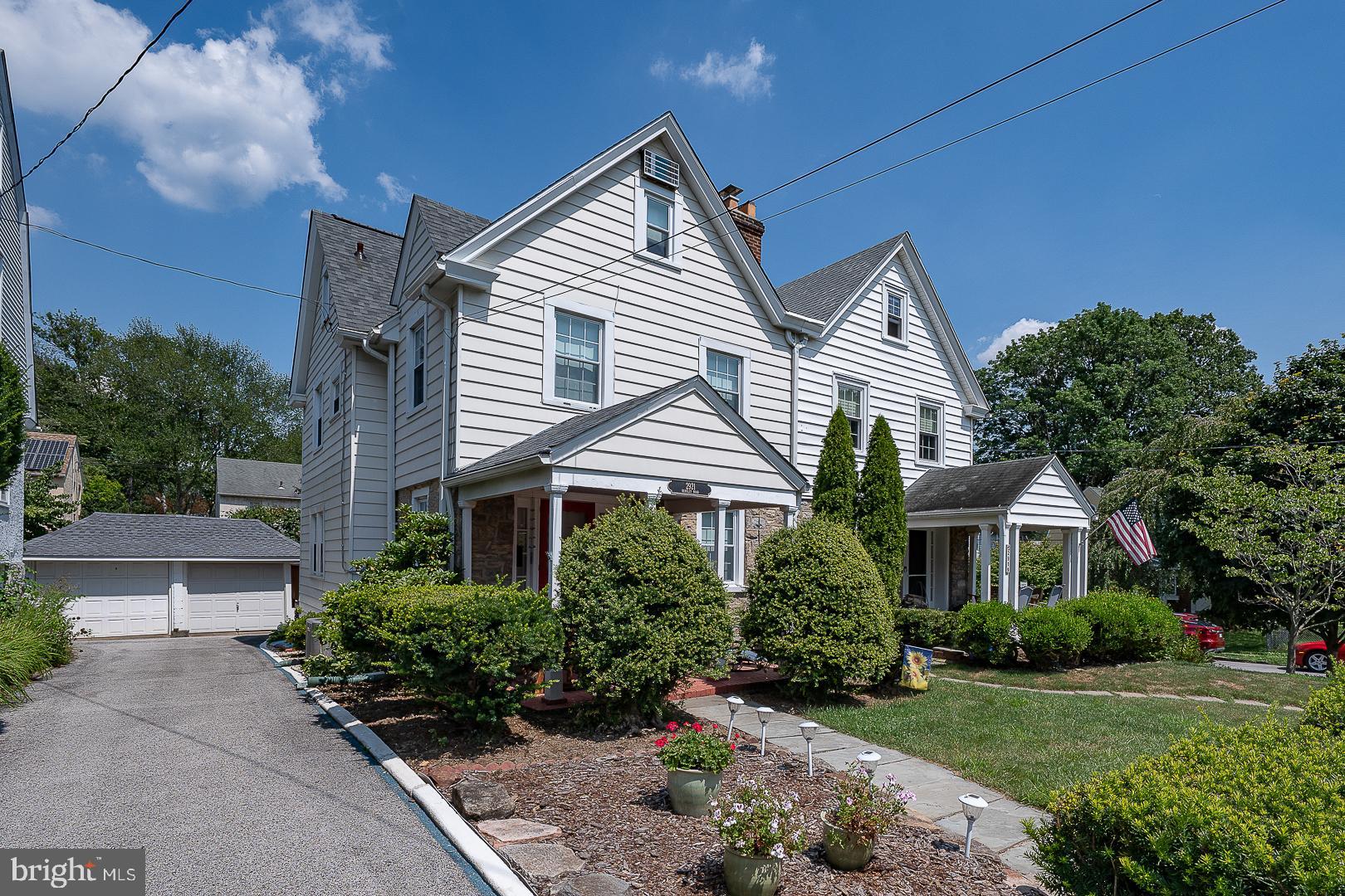 This lovingly maintained Colonial twin is situated on a pretty tree lined street in Ardmore Park. Boasting 1850 square feet, 4 bedrooms, 2 full baths, and 1 partial bath, this home offers comfortable spaces. Exterior amenities include an inviting covered front porch, a deck off the kitchen overlooking the rear yard, and a detached 1 car garage. This home features exposed hardwood floors, a gas fireplace in the living room, deep silled windows, interesting moldings, and arched French doors. The addition of central air, a new roof with a skylight, newer gas boiler and domestic hot water heater, remodeled second floor bathroom, new garage door, and replacement windows throughout most of the house are some recent improvements. The full basement provides lots of storage and has the possibility to be converted into additional living space if needed. Enjoy this lovely turnkey home and all that Ardmore has to offer including close proximity to Haverford College Nature Trail, Normandy Park, and Elwell Field with its playground, tennis courts, baseball fields, and basketball courts. Live less than 1 mile to the Ardmore station of the R-5 train into center city Philadelphia and blocks to the High Speed Line to Norristown or Philly. This unbeatable location is within walking distance to booming Ardmore, restaurants, boutiques, Suburban Square, Trader Joe's, and the Ardmore Farmer's Market, and only minutes away from many other Main Line amenities. An added bonus is inclusion in the award winning Haverford Township School District. The time-honored 1930's construction, coupled with the recent improvements and a great location, makes this an ideal home. The listing agent is related to the sellers.