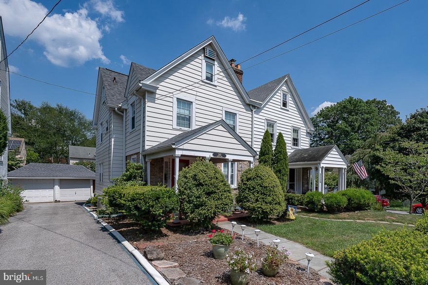 This lovingly maintained Colonial twin is situated on a pretty tree lined street in Ardmore Park. Boasting 1850 square feet, 4 bedrooms, 2 full baths, and 1 partial bath, this home offers comfortable spaces. Exterior amenities include an inviting covered front porch, a deck off the kitchen overlooking the rear yard, and a detached 1 car garage. This home features exposed hardwood floors, a gas fireplace in the living room, deep silled windows, interesting moldings, and arched French doors. The addition of central air, a new roof with a skylight, newer gas boiler and domestic hot water heater, remodeled second floor bathroom, new garage door, and replacement windows throughout most of the house are some recent improvements. The full basement provides lots of storage and has the possibility to be converted into additional living space if needed. Enjoy this lovely turnkey home and all that Ardmore has to offer including close proximity to Haverford College Nature Trail, Normandy Park, and Elwell Field with its playground, tennis courts, baseball fields, and basketball courts. Live less than 1 mile to the Ardmore station of the R-5 train into center city Philadelphia and blocks to the High Speed Line to Norristown or Philly. This unbeatable location is within walking distance to booming Ardmore, restaurants, boutiques, Suburban Square, Trader Joe's, and the Ardmore Farmer's Market, and only minutes away from many other Main Line amenities. An added bonus is inclusion in the award winning Haverford Township School District. The time-honored 1930's construction, coupled with the recent improvements and a great location, makes this an ideal home. The listing agent is related to the sellers.