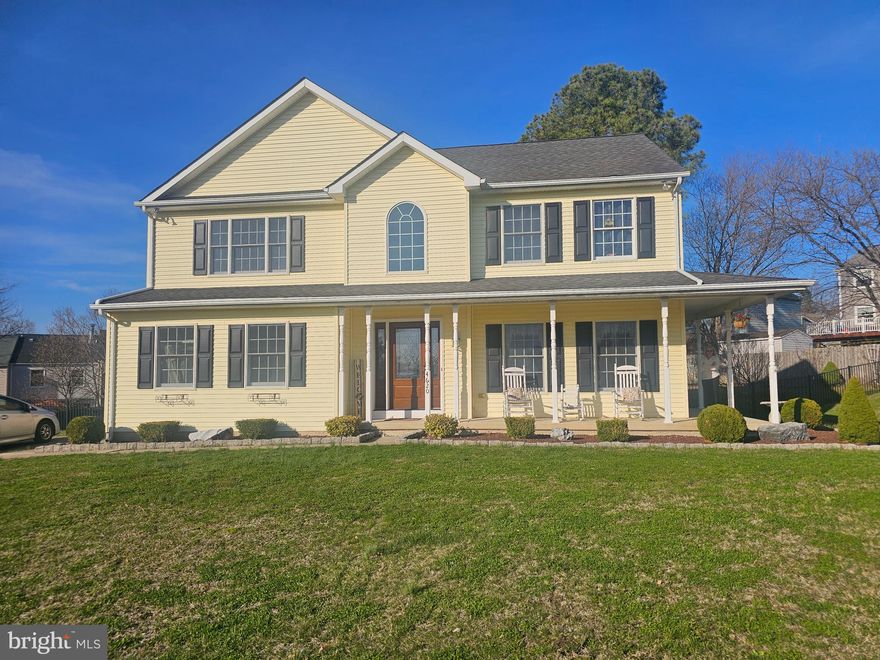 Welcome to this beautifully situated 5-bedroom, 3.5-bath home, perfectly positioned on a .62-acre lot at the top of the hill, offering both space and a peaceful setting ... all in the desirable Perry Hall neighborhood!  Step inside to a dramatic two-story foyer featuring hardwood floors, an elegant staircase, and abundant natural light. The main level offers a spacious and functional layout including a formal living room with double doors leading to a charming side porch, a formal dining room, and a well-appointed kitchen with island seating, Stainless steel appliances, a double wall oven, pantry, and access to the rear yard through patio doors—perfect for indoor/outdoor entertaining. The large sunken family room features a cozy wood-burning stove, creating a warm and inviting gathering space. A main-level laundry room / mud room with access to the garage, and convenient half bath complete this level.
Upstairs, you’ll find four generously sized bedrooms and two full baths, including a spacious primary suite with vaulted ceilings, a walk-in closet, and an en-suite bath featuring a soaking tub and a double vanity.
The fully finished lower level adds even more versatility with a fifth bedroom with a full bathroom, and a large additional living space—ideal for guests, in-law space, or a private retreat.  Lots of storage space availabe under the stairs and in the huge utility room.
Outdoor living truly shines with a fully fenced backyard featuring a low-maintenance saltwater fiberglass in-ground pool, paver patio, and an included hot tub—creating your own private oasis. Just in time for Summer!
A shed provides additional storage, and the expansive yard offers plenty of room to relax, entertain, or play.  Additional highlights include a one-car side-entry garage and dual-zone HVAC with a new A/C condenser (2025).  This home offers the perfect combination of space, functionality, and outdoor enjoyment—all in a tucked-away setting while still being conveniently located.
