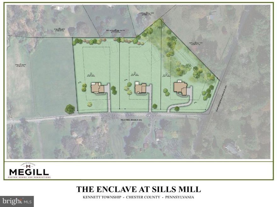 Welcome to The Enclave at Sills Mill, an exclusive new development by Megill Custom Homes, where elegance meets tranquility. Nestled in a picturesque setting, this unique three-lot subdivision offers the perfect canvas for your dream luxury home. **This customized Brinton Model features a first floor primary bedroom suite.**Each 2 acre lot has been meticulously curated to capture the beauty of natural surroundings while providing ample space for architectural creativity. Combining scenic views, mature trees, and thoughtfully designed home placements, The Enclave at Sills Mill is the ideal location for those who seek a harmonious blend of tranquility and convenience. Located just minutes from The Borough of Kennett Square’s vibrant shopping, gourmet dining, exciting festivals and activities, The Enclave at Sills Mill offers the fun of Borough living paired with the serenity of a large homesite. Convenient travel to commuter routes and essential services combined with easy access to Longwood Gardens and many nearby parks and recreational areas make the location ideal for those who desire more out of life. **Customizable Homes Tailored to You. At Megill Homes, we understand that each homeowner is unique. That’s why we offer customizable architectural designs that cater to your individual preferences and lifestyle. Our award-winning team will work closely with you to create a stunning home that reflects your personal style and exceeds your expectations.