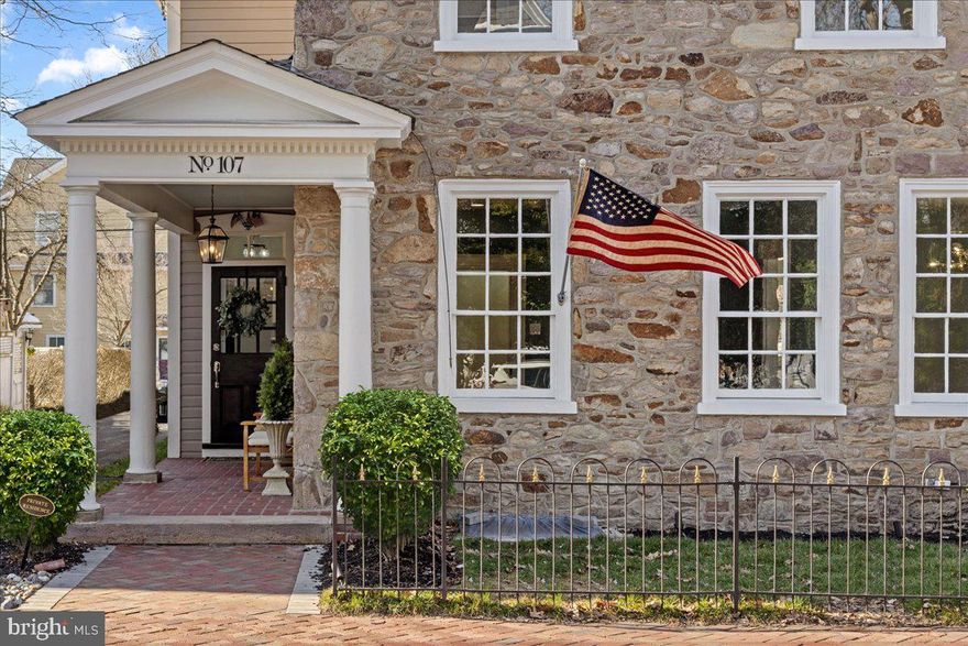 Welcome to the Thomas Doyle house located on Court House Row in the heart of the Doylestown Borough. This amazing home was built in the 1840’s by the grandson of William Doyle, the founder of Doylestown. This home has been preserved to its finest with many of the original finishing’s being restored. The best news is that while as much of the originality has been preserved the seller has lovingly modernized it to a level of luxury unmatched in the Doylestown Borough. This “one of a kind” property sits on an amazing lot that offers parking for up to 6 cars and features 3 bedrooms, 2.5 baths. Upon entering this gem, you are greeted with stunning wide plank engineered oak flooring.  The laundry/mud room has been designed with beautiful tiling, a mudroom bench and additional built-in cabinetry.  As you continue into the home you will find a parlor/living area/study complete with an original fireplace with new hearth, beautiful sconces along with original pine wood flooring that has been beautifully refinished and preserved. Continuing through the home you will find the most incredible kitchen with today’s family in mind.  Featuring a large gourmet kitchen that is a chef’s dream.  Huge island with quartz countertops and seating for 4, high-end stainless steel appliances with built in 6 burner gas range and all are smart/wifi capable including the range, stunning high-end cabinetry, a sunny breakfast area and a separate built in coffee bar that includes a sink and extra cabinetry. Not to mention the historical piece of hemlock wood that has been redone and installed above the stove area for an extra special addition to its historical past. Off the kitchen is another large room that could easily be a spectacular formal dining room that features more of the refinished original pine flooring, a second original fireplace along with updated lighting. The nod to its history continues with the original built in bookshelves remaining. The ceilings have all been redone with high ceilings throughout.  Its indicative of a 184 yr old farm house meets the modern world. In the back of the home just off of the kitchen you will find another room that features the wide plank engineered oak hardwood flooring and has beautiful windows for lots of natural light and an original door that allows for access to the back patio and parking.  Completing the first floor is a convenient half bath featuring modern wallpaper and wainscotting.  Upstairs you will find the primary bedroom that is substantial in size and has been renovated to offer its owner a quiet sanctuary. Featuring a large walk-in closet, an ensuite full bathroom that is breathtaking. You will notice original built in bookshelf along with 2 original closets for extra storage. The ensuite bath was designed with luxury in mind featuring stunning herringbone flooring, floating vanity and a large 5 ft walk-in shower that shows off the beautiful tile work.  The additional 2 bedrooms are ample in size with unique modern lighting and plenty of closet space. The convenient hall bathroom has been completely renovated with a tub/shower combo, vanity, updated lighting and high end tile work on the floor. There is a built in linen closet in the hall that is hidden by a barn door.  This highly sought after lot in Doylestown offers private parking for up to 6 cars. Featuring a newly sodded lawn and brick paver patio that is shaded by a beautiful white oak tree. A new shed has been added at the back of the property and a new cedar privacy fence finishes off the area beautifully and makes it the perfect space for entertaining.  A 2-car garage has been approved by the Historical Architecture Review Board.  You can watch the many parades that Doylestown offers throughout the year from your front porch!  Do not miss the opportunity to own this amazing piece of Doylestown history!