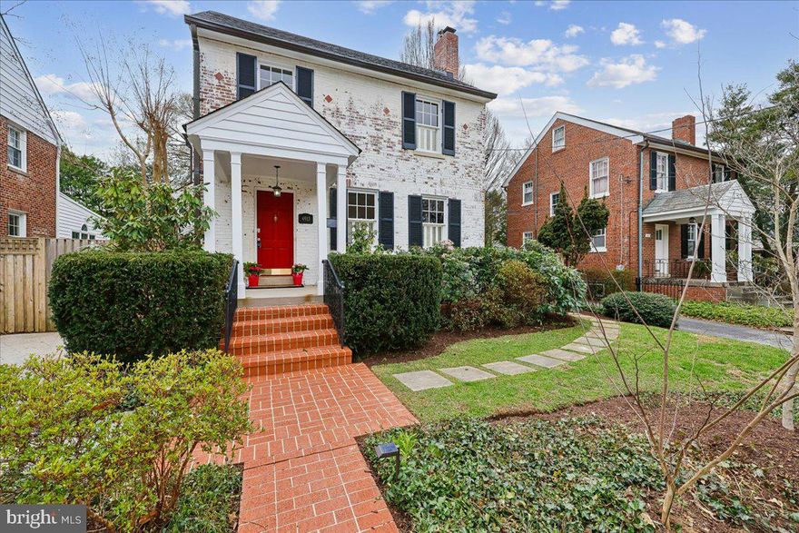 Expanded storybook colonial with a large two-story rear addition and resort-style pool.  Nestled on a quiet street in highly desired Chevy Chase Terrace, ideally located just moments from Downtown Bethesda, Norwood Park, and the Capital Crescent Trail. This classic brick home is surrounded by beautifully landscaped grounds and features a welcoming covered front entry and charming vintage details. 
The comfortable living room includes a fireplace flanked by windows and display shelving and flows seamlessly into the dining room with crown molding and access to the kitchen. At the heart of the home, the open and updated kitchen, breakfast area, and family room create a harmonious space designed for cooking and entertaining, while offering picturesque views and access to the idyllic pool and yard. The sun-drenched kitchen offers glass-front cabinetry, a GE Monogram refrigerator, gas cooking, built-in hutch with display shelving, and seamlessly flows into the bright breakfast room. The breakfast and family rooms feature walls of windows complemented by recessed lighting, crown molding, ceiling fans, a mini-split system, and wood flooring. French glass doors with a transom provide access to the exceptional backyard with its brick terrace, gazebo, and the in-ground pool. A powder room completes the main level.
The second level features three bedrooms, two full bathrooms and an office, including the captivating primary suite.  This primary suite showcases double French doors opening to a grand New Orleans–style balcony overlooking the pool, and includes a ceiling fan, recessed lighting, a custom closet system, and an attached private bathroom. The spacious primary bath offers a glass-enclosed shower with a portal window, relaxing soaking tub, skylight, and linen closet. The secondary bedrooms on this level are well proportioned, with one featuring custom built-in shelving. The second full bathroom and separate cedar linen closet complete this level.
The versatile upper-level en-suite bedroom features a private bath, eave storage, and a closet, making it ideal for use as a playroom, guest suite, or bonus space. The lower level is unfinished and offers excellent storage and laundry facilities, with potential for future customization or finishing.
The backyard oasis truly sets this home apart— serene retreat with its pool and hot tub providing endless hours of enjoyment. A gazebo and patio enhance the outdoor living area, complemented by colorful plantings and a privacy fence. A driveway provides off-street parking.
This highly coveted neighborhood is known for its tree-lined streets, unmatched access to Downtown Bethesda and the Capital Crescent Trail, and its proximity to the shops and restaurants along Wisconsin Avenue. Just steps from Norwood Park and its exceptional recreational amenities including basketball courts, playgrounds, a softball field, tennis courts, and soccer fields. 
Schools: Somerset Elementary, Westland Middle School, and Bethesda-Chevy Chase High School (International Baccalaureate Program)
