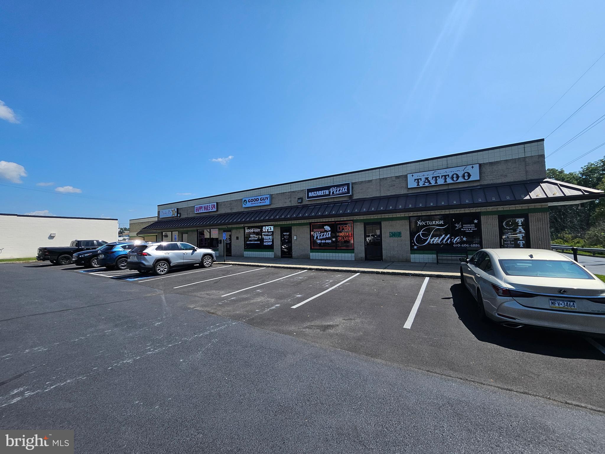 Retail space is available for lease in Nazareth, PA. The space is +/—3,000 SF and features Two ADA restrooms, flexible open floor plans, and ample storage. Great space for a Beer distributor, medical office, fitness/ wellness Center, and many more. Join Enterprise Rental Car, Happy Nail, New Kim Spa, Good Guys Vape, Nazareth Pizza, and many more. Strip Center is located on heavily traveled Route 191, close to Routes 33, 22, and 248. Easy access to the center; call today for additional