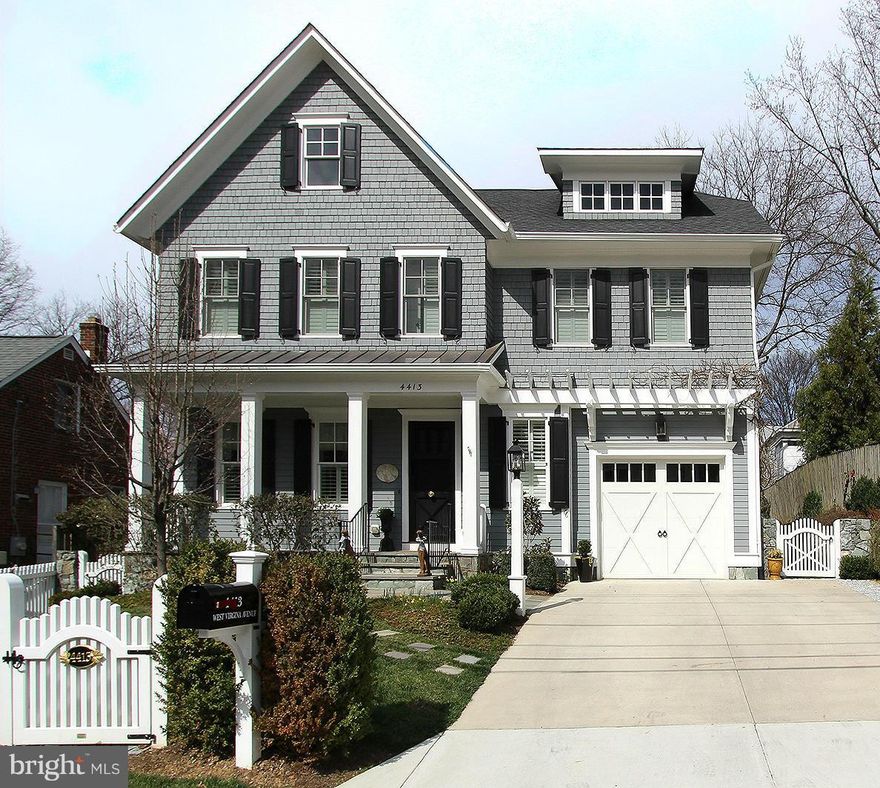 5BR, 4.5BA Craftsman w/ in the heart of Bethesda. Open layout w/Parlor, Study, Sep Dining Rm, gourmet eat-in chef's Kitch w/ SS Apls, granite counters & island & adjoining Fam Rm w/gas FP; custom doors to slate patio & FP outside. Elegant Master Suite w/jetted tub & sep shower. Basement has 5th BR, full bath, craft rm & Media Rm. Custom feats, millwork & built-ins. EstPropTax $16,947.67