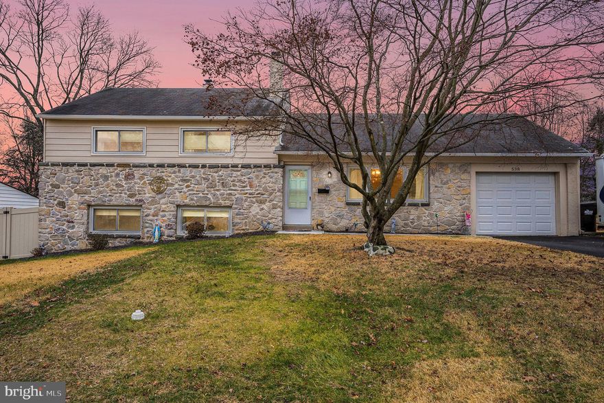 Presenting...538 General Learned Road!  Located in King of Prussia; with shopping, restaurants, low taxes, and the ability to access any major route.  This split level has professionally and tastefully been transformed into anyone's dream home.  From the fenced in backyard, newer heater/air conditioning, upgraded flooring, new sewer line, and freshly paint.  As you approach the home, you will notice the expanded driveway, professional landscaping, and the true maintenance that the owners have accomplished.  As you enter into the home you will notice the upgraded flooring of the living room, fresh paint, large window, and ceiling fan.  Connected to the living room is the upgraded kitchen with white cabinets, stainless appliances, upgraded flooring, and custom backsplash, with a pass-through window that overlooks a room that can be used as an office, breakfast room, or library.  Next to the kitchen is a large dining room with sliders to your backyard oasis.  The flat backyard has been cleared of all the dead trees, and is fenced in.  Imagine hosting bbqs, playing yard games, or just relaxing in your own paradise.  Just a few steps below from the kitchen is a large family room with a wood burning fireplace, upgraded flooring, laundry room, and storage.  Upstairs you will find 3 bedrooms; including a primary bedroom with an ensuite remodeled bathroom, 2 additional bedrooms, and a remolded hall bath round up the upstairs.  The expanded garage allows for one car parking plus extra storage.  Low taxes, location, one year old heater/air conditioning, remodeled through-out, well maintained, and pristine inside are reasons to make an appointment to own your next home!
