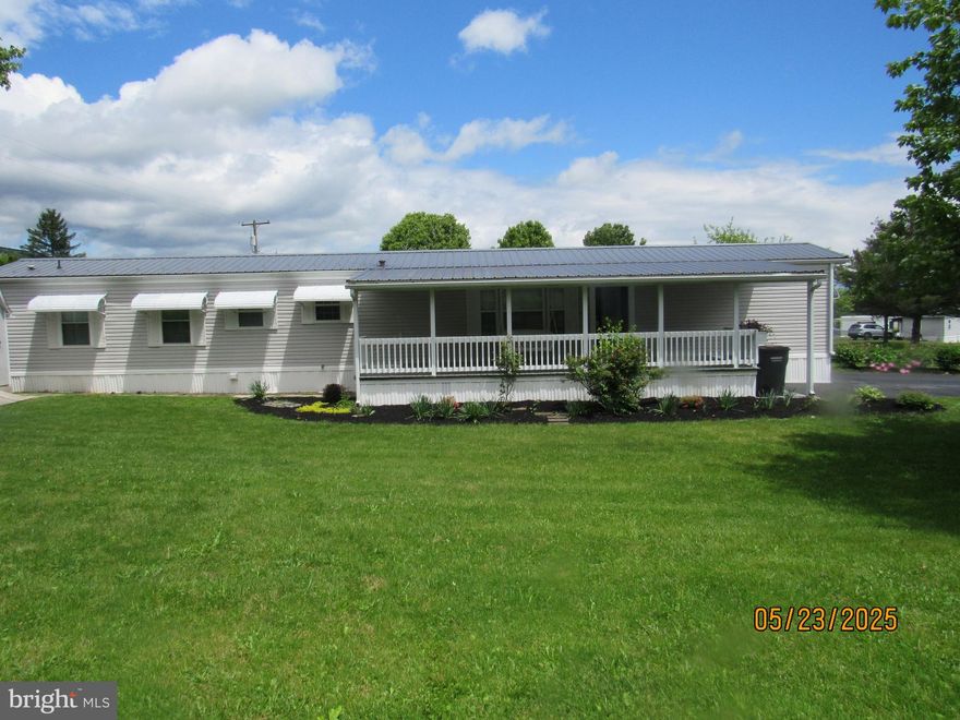 Outstanding one level living in is 14' x 78' 2 bedroom, 2 bathroom home located at the corner of Cedar Street and Maple right across from the office at Continental Courts.  great open floor plan with privacy in mind having the bedrooms and bathroom at each end of the home.  full complement of kitchen appliances along with the front loading washer and dryer. Home has 2 heating sources:  electric heat pump with air conditioning and electric base board heat. home has a 3 season rear porch 7' x 14' and a covered front 10' x 28' . Great corner lot , paved driveway for 2 cars, a 12' x 12' storage shed. Please review pictures and see how pristine looking this home presents it self.  Lot rent is $355.00 per month which includes sewer and road maintenance. Buyers will need to be approved by Continental Courts prior to an accepted sales agreement.