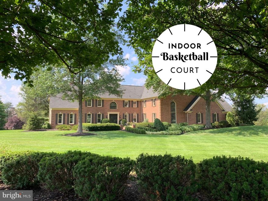 Truly a 'one in a million' spectacular home, located in the award winning Council Rock School District! Designed for living life to the fullest extent with indoor basketball court and gymnasium. - Elegance, attention to detail and meticulous workmanship from custom builder David J Schrenk Builders, situated in one of Wrightstown Township's most desired neighborhoods Jericho Valley with it's 1+ acre rolling lots! This traditional brick faced and cedar sided home exudes elegance with brick walkways and a custom stone patio with breathtaking long distance rear views situated south and west, with amazing sunsets!  The sun drenched grand foyer was designed with soaring cathedral tray ceiling, circular oak staircase, and "on spec" hardwood flooring, transom windowed and column walkways opening to both the formal living room and formal dining room with pocket doors. The beautifully remodeled and expanded country kitchen designed with breakfast bar, center island, granite counters, custom cabinetry and premium appliances opens to the rear patio, an adjoining breakfast room with sliding windows viewing the indoor gymnasium. - A centerpiece two story family room with boxed ceilings, stone fireplace, palladium windows and french doors opens to the rear patio, fire-pit and putting green. An in-law suite with full marble bathroom separates the office/study. The first floor laundry, a second full bathroom and rear staircase complete the first level. The second floor includes an opulent landing which displays the foyer and adjoins a master suite with a custom tray ceiling, sitting room with outdoor balcony and inspiring views.  The luxurious master bathroom features double separated sinks, heated flooring, whirlpool tub, steam bath shower and private commode. An adjacent second bedroom/en-suite along with bedrooms three and four with shared bathroom and their own sink and vanity complete the second level. - An open-designed staircase descends to the fully finished lower level complete with opulent wet bar that includes a refrigerator and dishwasher and opens to the billiard room and media rooms. A luxurious 8-seat theater, spa room, music room and powder room along with an unfinished area housing the furnace, air handlers, well pump, hot water heater, wave ventilation system, salt-free water softener, back-up generator system, security system and electrical panels and entire home sound system complete the lower level.  A four bay side entrance expanded finished garage designed with an above Au-pair suite/executive office with wet bar and full bath opens to the amazing indoor gymnasium/basketball court. The outside features extensive landscaping, gardens and decking. The rear of the home features field stone patio with stoned propane fire pit and grilling station, and a lighted putting green overlooking acres of pristine views. -  Everyday is like you are living in a 5 Star Resort!  The Gymnasium allows for Family Fun 365 Days a Year . . . basketball, roller skating, skate boarding, hover boards, volleyball, pickle ball, waffle-ball, play a game of catch, ride battery powered cars or have the ultimate neighborhood or family movie night in gymnasium 30 foot by 25 foot screen, the possibilities are endless.  Getting home late from the office, no worries, just click on sodium gym lights and enjoy your family.  Your kids will never forget their childhood, nor will you forget theirs.  You and your children will cherish the memories you make together!(Flexible Move-In Date)