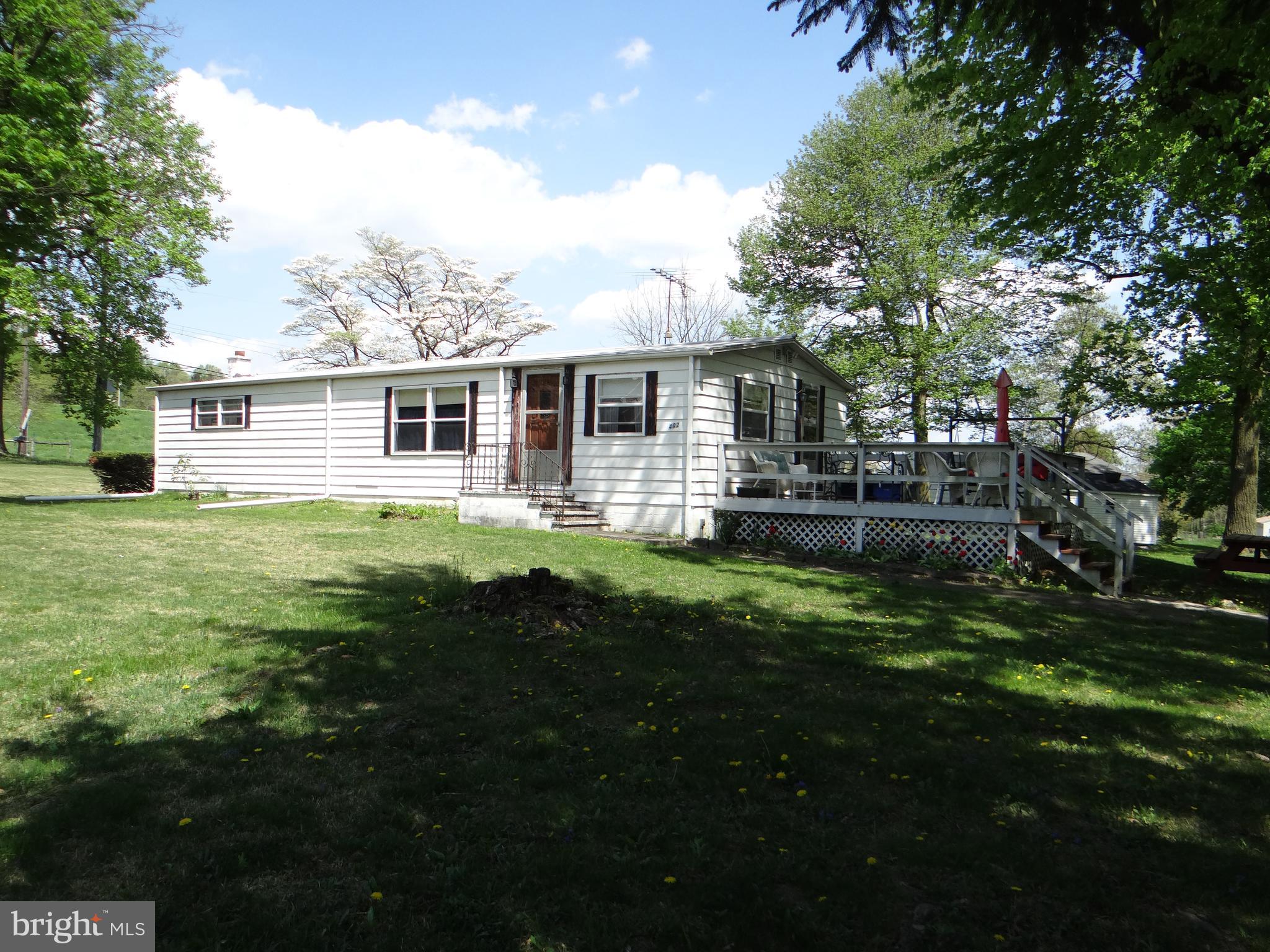 Spacious 1.3-acre lot featuring a ranch-style home with a full basement and separate outside entrance. Nestled in a country setting, this property offers ample space for outdoor activities and gardening. The oversized two-car garage provides extra room for storage or yard equipment. Inside, you'll find a generous living room, a kitchen with a dining area that opens to a large deck, a primary bedroom with built-in storage, and an additional bedroom. The laundry area is located on the basement level. Recent updates include a new front door, oil burner (approximately 4 years old), windows, and a well pump. This property offers endless potential!