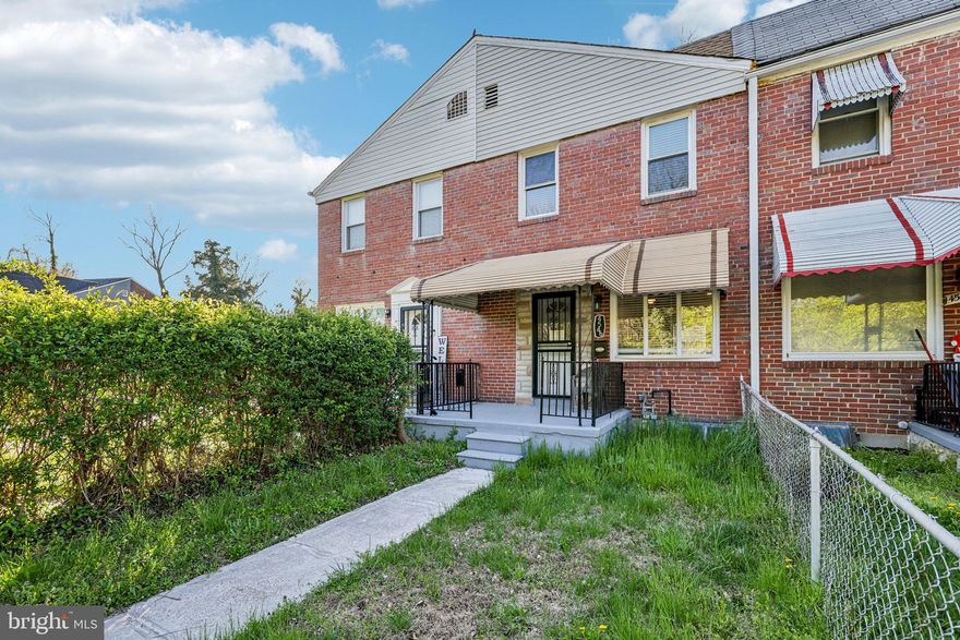 Fully Renovated 4BR/2BA Brick Rowhome! This updated and upgraded home features a modern kitchen with granite countertops and an island, hardwood floors, and a fully finished basement with a private 4th bedroom and full bath. The rear basement entrance leads to a level, fenced-in backyard—perfect for entertaining. Relax on the covered front porch or enjoy the comfort of central A/C. Quiet neighborhood location with easy access to commuter routes and transit. ROOF (less than 3 years old), Water Heater replaced in 2024, HVAC (less than 5 years), Kitchen renovated in 2025, and fireplace insert installed in 2025. Move-in ready and priced to sell!