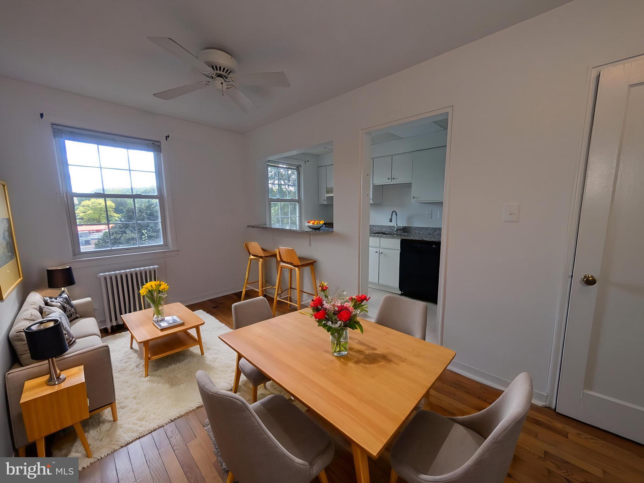 All utilities included in condo fee! Updated studio-style 1BR/1BA with granite kitchen, gas cooking, newer appliances, and a bright breakfast bar. Two walk-in closets, in-unit laundry, and a refreshed ceramic bath. Tenant-controlled A/C. EV charging stations, bike storage, green spaces, open parking, and secure entry. Prime location—walking distance to public transportation, deli, gym, dry cleaners, shops, and Rock Creek Park Trails. Just minutes to Downtown Silver Spring, NOAA, and the Red Line Metro. Ideally set on the MD/DC border with easy access to downtown DC and major highways. Pet-friendly (case-by-case). No smoking. Unit is move-in ready. $50 application fee per adult.