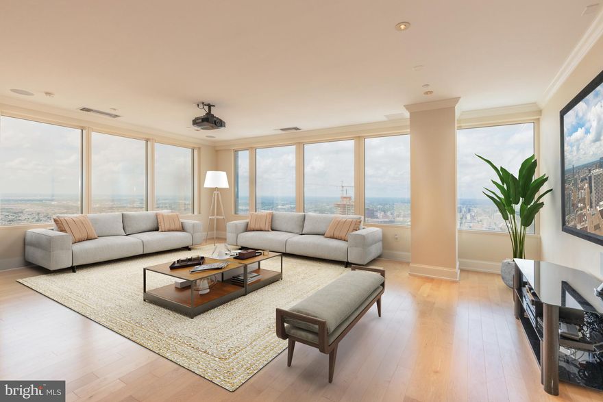 Welcome to the 47th floor at The Residences at Two Liberty Place. This pristine 2 BD / 2 BA corner residence features a large open floor plan outfitted with breathtaking panorama views and contemporary fixtures throughout.  The stylish kitchen is equipped with luxury grade Miele appliances. custom Snaidero cabinetry, granite countertops, and a stone backsplash. Walls of windows line the entire residence, offering amazing sunrise, sunset, and river views, as well as gorgeous all day light.  Bedrooms are spacious with ample storage, and include coveted corner views, a large walk-in closet, and a luxurious primary bath with soaking tub, dual vanity, and glass shower. The unit also features a small office/multi purpose room, and laundry closet. Enjoy access to all building amenities:  a fully equipped gym, endless pool, conference room, billiard room, concierge, doormen, valet parking, and a chauffeur driven town car, as well as residents entry to Chef Daniel Sterns restaurant R2L. Shopping, dining, arts and culture all are just an elevator ride away from your door. Two Liberty Place is centrally located in the heart of downtown Center City, steps from Rittenhouse Row, Chestnut Street shops, acclaimed restaurants, and entertainment along The Avenue of the Arts. Schedule your showing today!