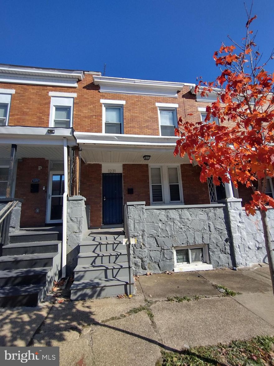 Unlock the potential of 1231 N Linwood Avenue, a 2-bedroom, 1.5-bath property located in the heart of Baltimore. This home presents a fantastic opportunity for investors or buyers looking to create their dream space with a fixer-upper. Featuring a traditional layout with generous room sizes, this property is ready for your vision and updates to bring it back to life. Whether you're looking to renovate and resell, add to your rental portfolio, or customize a home to your liking, the possibilities here are endless.

Conveniently located near Johns Hopkins Hospital, Patterson Park, and major commuter routes, this location offers strong rental appeal and accessibility to local amenities, shopping, and dining. With the right improvements, this property can deliver excellent value and long-term upside in a steadily developing area. Don’t miss the chance to turn this promising property into a rewarding investment or personalized home.