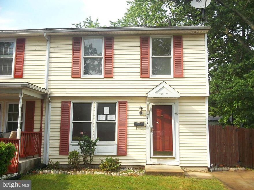 3 bedroom one and half bath duplex, with large eat in kitchen that opens to a deck and fenced back and side yards.  There is a 2 car drive for plenty of parking. Home needs work but has lots of potential. Close to highways, shopping, schools, and APG base.AS IS, Equal Opportunity Housing, Insurability subject to buyer's appraisal