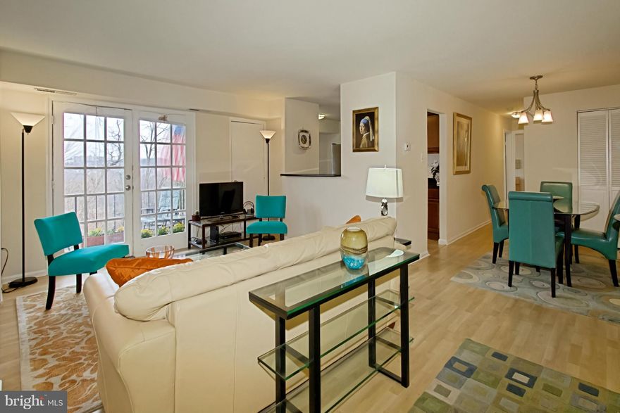 OPEN SUN 4/13. Biggest Unit @ 1069 sqft!  Close to Alexandria & DC. Spacious & delightfully renovated sunny condo!  It has 3 bedrooms (one currently being used as an office).  Entire unit was redone in 2010 & since then, new wood style flooring, closet organizers & more.  One of the rare units that has an additional 1/2 bath. Kitchen has granite, stainless & rich wood cabinetry. Hurry! It's a 10!