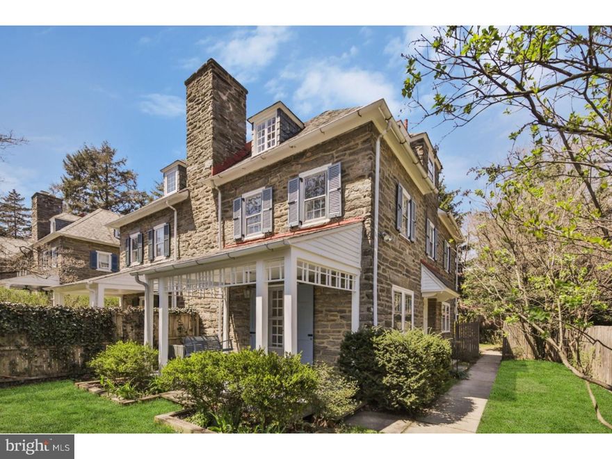 Elegant, well-appointed twin with up-to-date finishes and plenty of space.  Outdoor living starts on the charming front porch or your private backyard. The front door faces the side yard, so the house reads more like a single than a twin.  Walk a few steps off the street to a gated and fenced yard, down the sidewalk to the front door that welcomes you to a substantial foyer.  To the left a well-proportioned living room with fireplace, built-in shelving, and plenty of windows, and French doors to the covered porch. To the right is the elegant dining room with built-in corner cupboard.  Through the dining room is  the eat-in kitchen with plenty of cabinetry, newer appliances, lots of light, and access to the fenced backyard. On the second floor are three bedrooms and a full bath with clawfoot tub, all in good condition.  The third floor has two more bedrooms and an updated full bath.  Central air, plenty of good basement storage, beautiful hardwood floors with carpeting on the staircase make this a house you will be proud to live in.  Walking distance to commuter rail, shopping, and dining on Germantown Ave, the Wissahickon Valley and more.  Rentals like this do not come up very often.  Come see today.