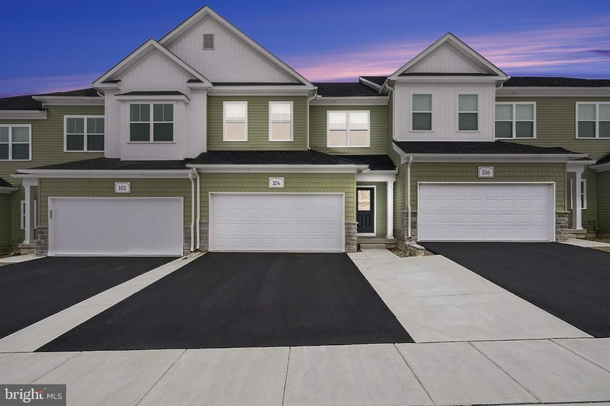 Welcome to 104 Vienna Blvd, a new construction townhome in Glenmoore!  Located in popular Reserve at Cross Creek, this Bellini floor plan is ready for immediate occupancy and is loaded with upgrades.  This is a rare opportunity to buy new construction without the long wait.  It is 100% move in ready with kitchen refrigerator, washer, dryer, whole house water softener, reverse osmosis drinking water purifier, window and door treatments already installed and included!  Offering 3 bedrooms, 2.5 bathrooms, and over 1,700 square feet, this luxury townhome delivers modern, low-maintenance living in desirable Chester County. The open-concept main level features luxury flooring, neutral selections, and abundant natural light. The highlight is the upgraded kitchen which is a cook's dream.  It features gorgeous quartz countertops, tile backsplash, 5 burner gas range, stainless steel appliances, pull out cabinets, a large center island, and a spacious pantry. Upstairs, the primary suite highlights the 2nd floor.  It is a huge bedroom and offers a large walk-in closet and private bath.   Two additional generously sized bedrooms, a full hall bath, separate oversized laundry room complete, and upgraded luxury flooring in the hallway complete this level.  Need more space?  The basement with future bath rough in (both optional structural options) is ready for finishing to significantly increase value!   Additional upgrades include wood stair case, extra recessed lights, and electrical upgrades.  All of this in a quiet community setting close to Routes 322, 82, and 30 so you can get anywhere fast including shopping and dining a short drive away in Exton, Downingtown, and West Chester. The only thing better than new construction is a newly built home so you don't have to wait!