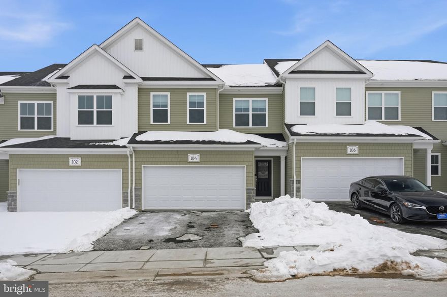 Welcome to 104 Vienna Blvd, a move-in ready new construction townhome in Glenmoore. Offering 3 bedrooms, 2.5 bathrooms, and over 1,700 square feet, this interior townhome delivers modern, low-maintenance living in desirable Chester County. The open-concept main level features luxury flooring, neutral selections, and abundant natural light. The kitchen includes quartz countertops, stainless steel appliances, a large center island, and a spacious pantry. Upstairs, the primary suite offers a large walk-in closet and private bath, while two additional bedrooms, a spacious hall bath, and upper-level laundry provide convenience for today’s lifestyle. Additional highlights include a 2-car garage, unfinished basement for future expansion, and a quiet community setting close to Routes 322, 82, and 30 — ideal for commuters and professionals working near Delaware. If you're a first-time home buyer searching for a move-in ready home in Chester County, this new construction townhome checks all the boxes! Schedule your tour today!