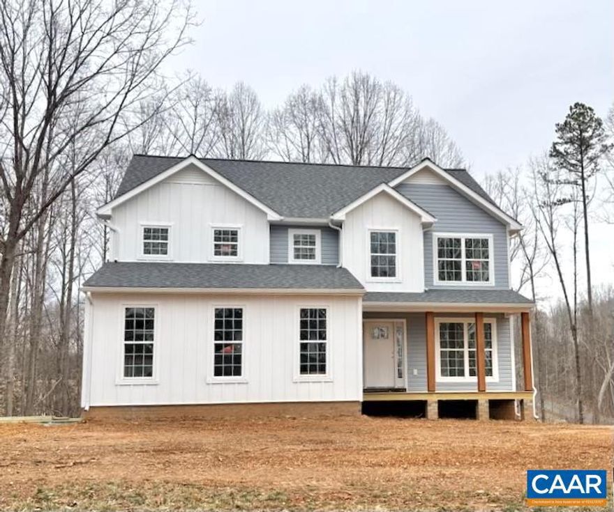 MOVE IN 30 DAYS! The Hudson is nearing completion just 5 miles from I64 w/ easy commute to Cville or Short Pump. With Gorgeous Views from the porch, additional highlights include Siding Upgrades & Craftsman Style Front Door, main level Laminate Floors, Oak Stairs w/ Craftsman Rails, Gourmet Kitchen w/ in-wall microwave + 2nd oven, 42" Wall Cabinets, Quartz Counters, Island w/ Pendant Lights, Pantry, Upgraded Stainless Appliances & vented Range Hood, Extra Windows in Great Room & Living Room, Gas Fireplace, Spacious Deck, Mud Room, Primary Suite w/ Tile Shower, Pull Down Attic Stairs & 2-Zone HVAC. Interior Photos are a similar home that may feature options, colors or upgrades not planned for this property. Up to $7,500 in closing incentives available. Contact Agent for details!