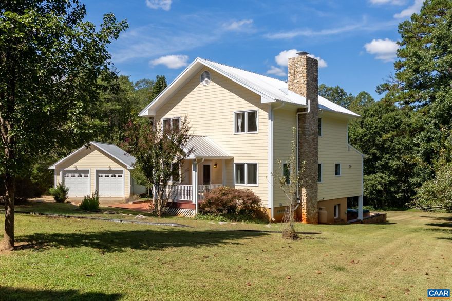 Charming hidden gem in the heart of Ivy. Just minutes to Murray Elementary and Ivy Depot. 10 Minutes from Charlottesville. This 3 bed/4.5 bath farmhouse have 3 suites all with full bath, one on the first floor and two upstairs. Two Fireplaces with River Rock Chimney. Two Primary bedrooms upstairs sharing the sitting/family room. Oak kitchen counters and Pine&Cherry floor all come from hardwoods harvested on site. Geothermal and a separate kitchen in the basement. The 4 acre lot provide level lawns and winter mountain views. Detached garage provide two car  parking and extra storage space. All furniture and appliances are included 'as is' except for personal items.