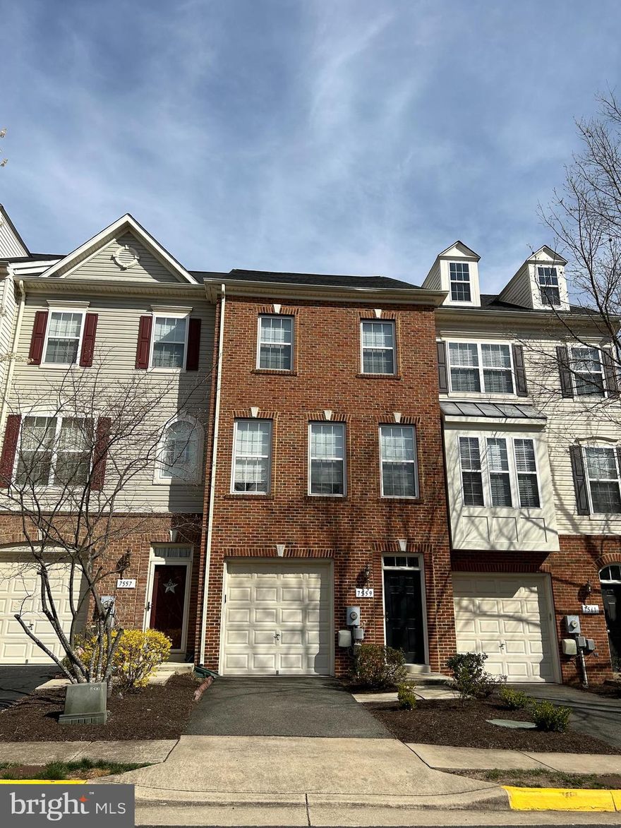 3 Level brick front Townhouse, with open Flooring Plan, high ceilings in living room and dining room, sun light filled kitchen, leads to the opening deck on main level, one bedroom with a full bathroom on the first level, With Fenced back Yard 
3 bedrooms with 2 full bathrooms on the upper level. 1 car garage. Available June 1st
