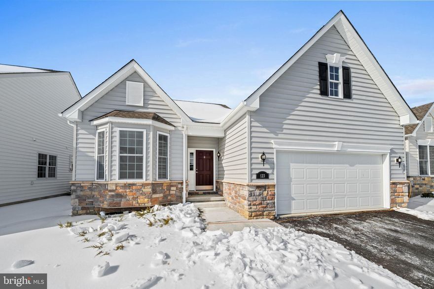 QUICK DELIVERY - READY TO MOVE IN! – Enjoy effortless one level living in the beautifully designed Bayard floor plan, offering 1,581 sq. ft. of thoughtfully crafted space. This brand-new home features 2 bedrooms, 2 full baths and a spacious 2 car garage with an open concept layout that creates a natural flow between the kitchen, dining and living area - ideal for both everyday comfort and entertainment. The private owner’s suite provides a relaxing retreat while the full unfinished basement offers ample storage and endless possibilities for future living space. Located in the highly desirable Village of Eastridge, this vibrant 55+ active adult community offers resort style amenities including a clubhouse with fitness center, 34 acres of open space, scenic walking trails and a welcoming neighborhood atmosphere. Move-in ready and waiting for you schedule your tour today and start enjoying the lifestyle you deserve