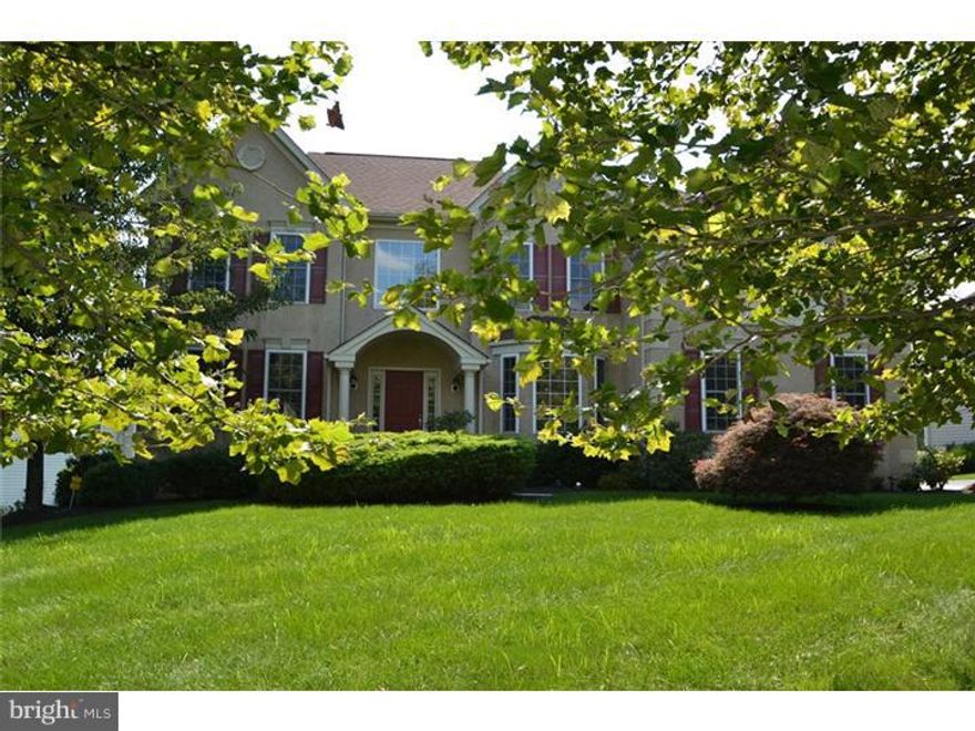 Classic Colonial located in desirable SunnyBrook Estates community in Methacton school District.  Wonderful curb appeal enhances the wonderful amenities: custom balusters/open staircase, crown mouldings, 9' ceilings, recessed lighting, hardwood flooring, walk-in bay windows in dining rm and 1st flr study, sunroom extension off kitchen with cathedral ceilings and skylights, garden window in the kitchen, island, large pantry, stainless steel appliances, upgraded countertops, family rm with fireplace-marble surround,   Artium door leading to outside entertainment area with retractable awning.  Main bedrm with tray ceiling and future sitting rm space, large walk-in closet.  Main bathrm with whirlpool tub, oversized shower and double vanities/linen closet. Full laundry rm on second floor. Additional sun-filled bedrooms.  Walk-out basement.  Plumbing hook-up for future bathroom second kitchen or wet bar.  Mature landscaping.  Community offers walking trails, tot lots, athletic fields and protected common space.