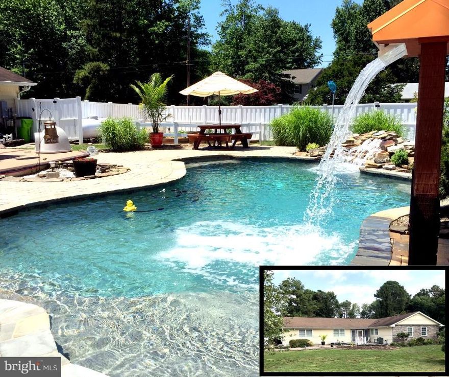 Entertainer's Delight! Renovated inside & out. Not a square inch left untouched......only thing original is the slab it sits on and maybe the studs!!   Home offers granite counters, wet bar, SS appliances, luxury vinyl tile, ceramic, built in entertainment center, 16x32 gunite heated pool with tiki bar and 2 waterfalls, 2 garages for 3 cars, den that could be 4th bedroom, huge sunroom, pellet stove, generator, and more.  New CertainTeed roof with architectural shingle and a lifetime warranty installed in 2020, 50 amp service for a motor home or other hobby, pool filter replaced in 2021 and more.  Sellers have added over 200K in upgrades since they have owned the home including HVAC, water softener, reverse osmosis at kitchen sink, plantation blinds, hot water heater, flooring, siding, built ins, trex decking, and the list goes on and on.