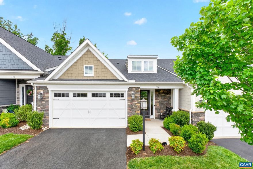 Welcome to 336 Claibourne Rd., a beautifully maintained 2020-built villa offering thoughtful upgrades, stylish finishes, and desirable location within Glenbrook at Foothills Crossing. Tucked away in a cozy cul-de-sac, this 3 bedroom, 2.5 bath home offers 1978 finished sqft, a private fenced backyard, and peaceful wooded views. Built by Stanley Martin Homes, this home was thoughtfully designed with quality construction and timeless features, including James Hardie siding, seamless gutters & downspouts, a stained fiberglass front door, vinyl-clad Low-E windows, and 9? ceilings throughout. The owner has added numerous stylish updates on the main level that truly set this property apart: beautiful built-in bookshelves, updated granite countertops, a farmhouse sink, and new light fixtures throughout. The spacious primary suite has been refreshed with new paint and elegant plantation shutters, while the primary bath showcases updated faucets, showerhead, vanity, shelving, and closet doors. Also completed in 2024 is the stunning 16x14 screened porch, completed in 2024, featuring a vaulted ceiling finished with 6? tongue-and-groove shiplap - the perfect space to relax, entertain, and enjoy the private backyard setting year-round.,Granite Counter,Maple Cabinets,White Cabinets