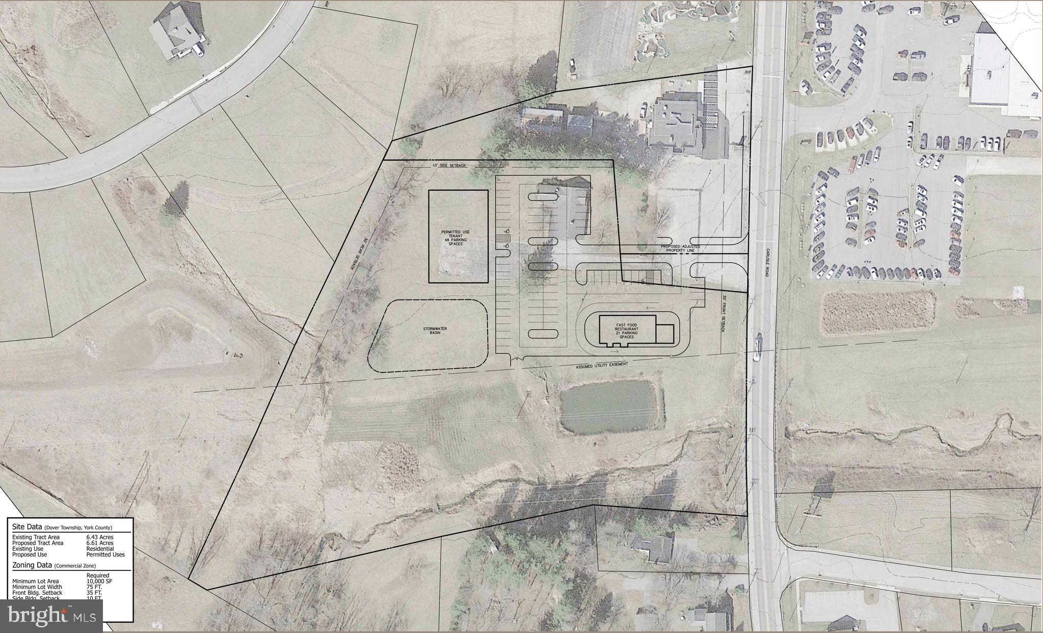 PROPERTY OVERVIEW:
Development opportunity o 5.54 acres located in Dover, PA. Located in the
commercial district, neighbors include, Giant, WellSpan, Stauers o Kissel Hill, Giant,
Subway, Turkey hill and Thorton Auto Dealership. Minutes rom Route 30 (over
50,000 VPD) and Carlisle Road (over 21,000 VPD). Great location o a restaurant,
medical, banks and professional office.
PROPERTY HIGHLIGHTS:
- Great development site or retail user
- Zoned commercial district
- Located on the highly traveled Carlisle Road
- Minutes rom Route 30
- Mix o neighborhood and retail
- Public utilities available at site