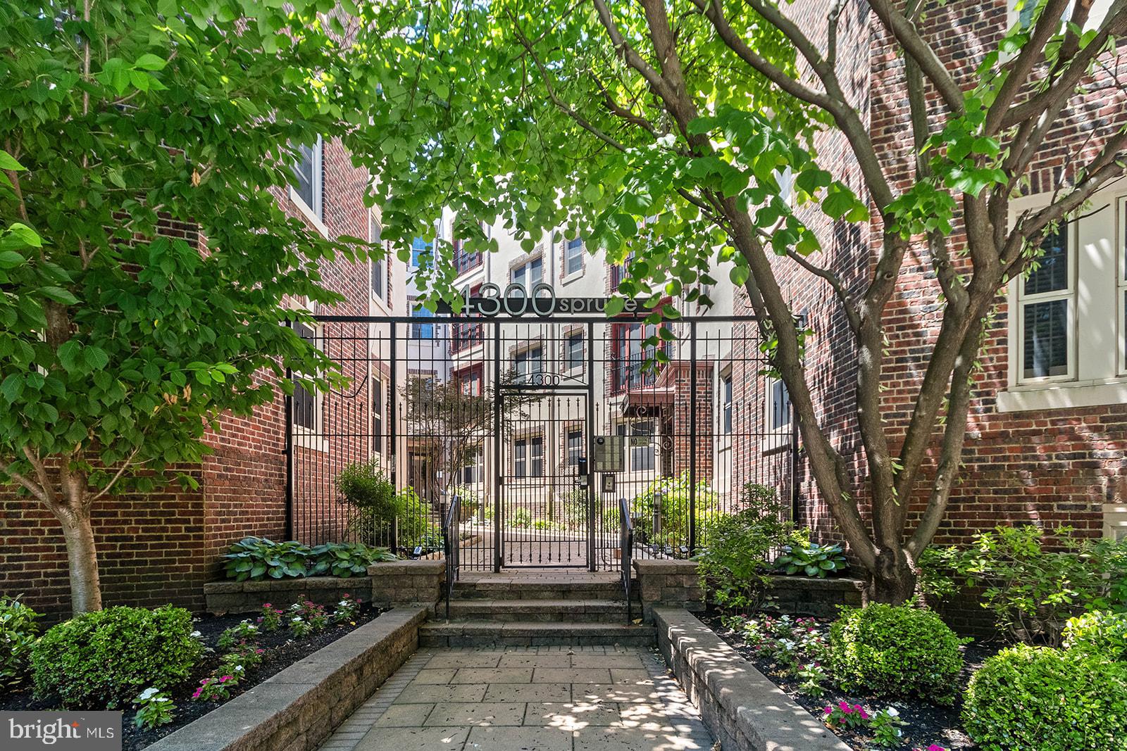 1BR plus Den condo in an ideal location of University City. Superb layout with lots of windows, open kitchen w/granite counters & breakfast bar, a substantial pantry closet & stainless GE appliances. Spacious living/dining area. Large bedroom with excellent closets. Den/office is a perfect size for an office / den. Tiled bath with granite countertops. Beautiful hardwood floors. Great closets plus a huge, secure storage space. Though this is a "first floor" condo, the building is actually raised above street level, and feels both private & secure. Bosch washer/dryer. Step outside onto the "balcony"(i.e. secure fire escape balcony shared w/1 other unit). Use of Campus Apartments' shuttle bus service around campus. Very desirable Pet-Friendly building just off of Penn's Campus and adjacent to Penn Alexander School. Walk to Vet School, HUP, everywhere- Farmers Market, Clark Park, coffee shops, restaurants, CVS, SEPTA, etc.