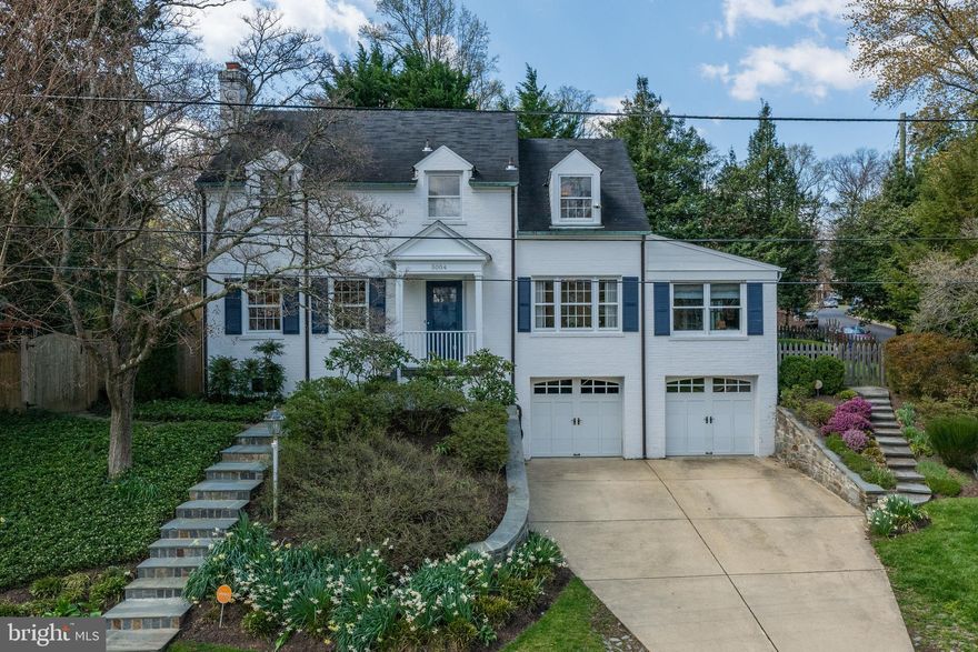 Gorgeously renovated and well-kept colonial in the sought-after Sumner neighborhood just over the DC line in Bethesda. Location provides an incredible mix of quick access to the city, suburban conveniences, nature, and trails for running and biking. This stunning residence exudes attention to detail throughout, with a light-filled open layout on the first floor and smart home features.  Offering a formal living room with wood-burning fireplace, gourmet eat-in kitchen with quartzite countertops, Viking 6-burner range/hood and refrigerator, separate dining room, powder room, oversize family room with trey ceiling, and French doors leading to home office and mud room. The second level offers 3 spacious bedrooms and 2 full baths - inclusive of the primary bedroom with en-suite contemporary designed glass-walled shower. The lower level is completely renovated and smartly designed with a large egress window providing the option to create a separate bedroom suite. The basement is lined with closets for storage, has a full bath, wet-bar, laundry room with sink, and utility room. The front-entry two-car garage has plenty of room for your car and custom shelving for bikes, scooters, storage, and more. Enjoy the landscaped picturesque outdoor area, with its flagstone patio for al fresco dining and hosting, and plenty of wrap around yard space for summer activities. The location is prime - 1.5 block walk to the Capital Crescent Trail and Little Falls creek and a quick walk to newly constructed Westbard Square mixed use town center. This address feeds into the following schools: Whitman, Pyle, and Woodacres.