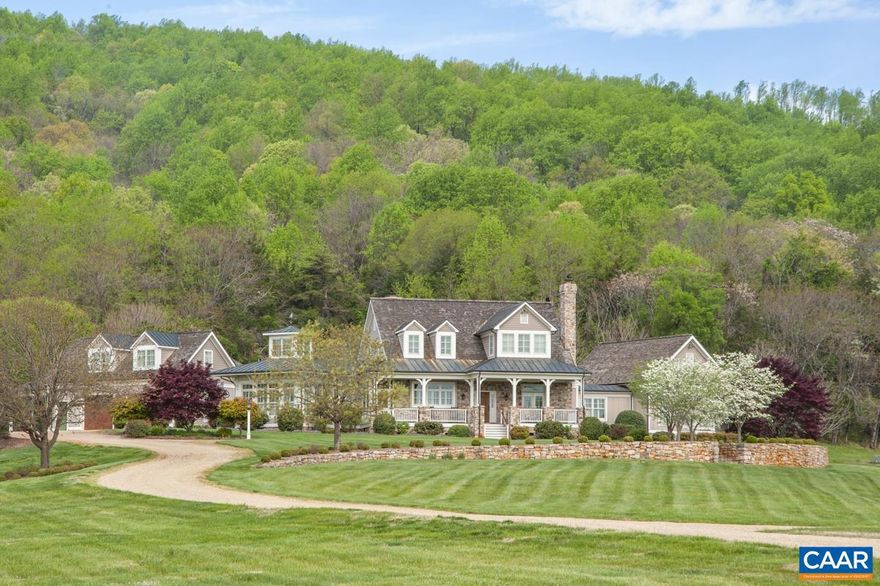 This custom high quality home is ideally situated on 96 elevated acres with breath taking eastern views, and the South West Mountains at its back, located between the towns of Gordonsville and Keswick in Keswick Hunt Country. The 5,600 finished square foot home incorporates only the finest materials and craftsmanship such as reclaimed heart pine, and oak flooring, custom cabinets, and built in book cases. The 4 bedroom, 3.5 bath home also includes an attached two car garage with a one bedroom apartment above. The surrounding landscaped gardens add to the overall beauty of the house. The land is a mix of open fenced pastures, and hardwood forest. A custom built stable, equipment barn, and chicken house also complement this turn key property. This bucolic offering is a good candidate for a conservation easement. Country living at its best.