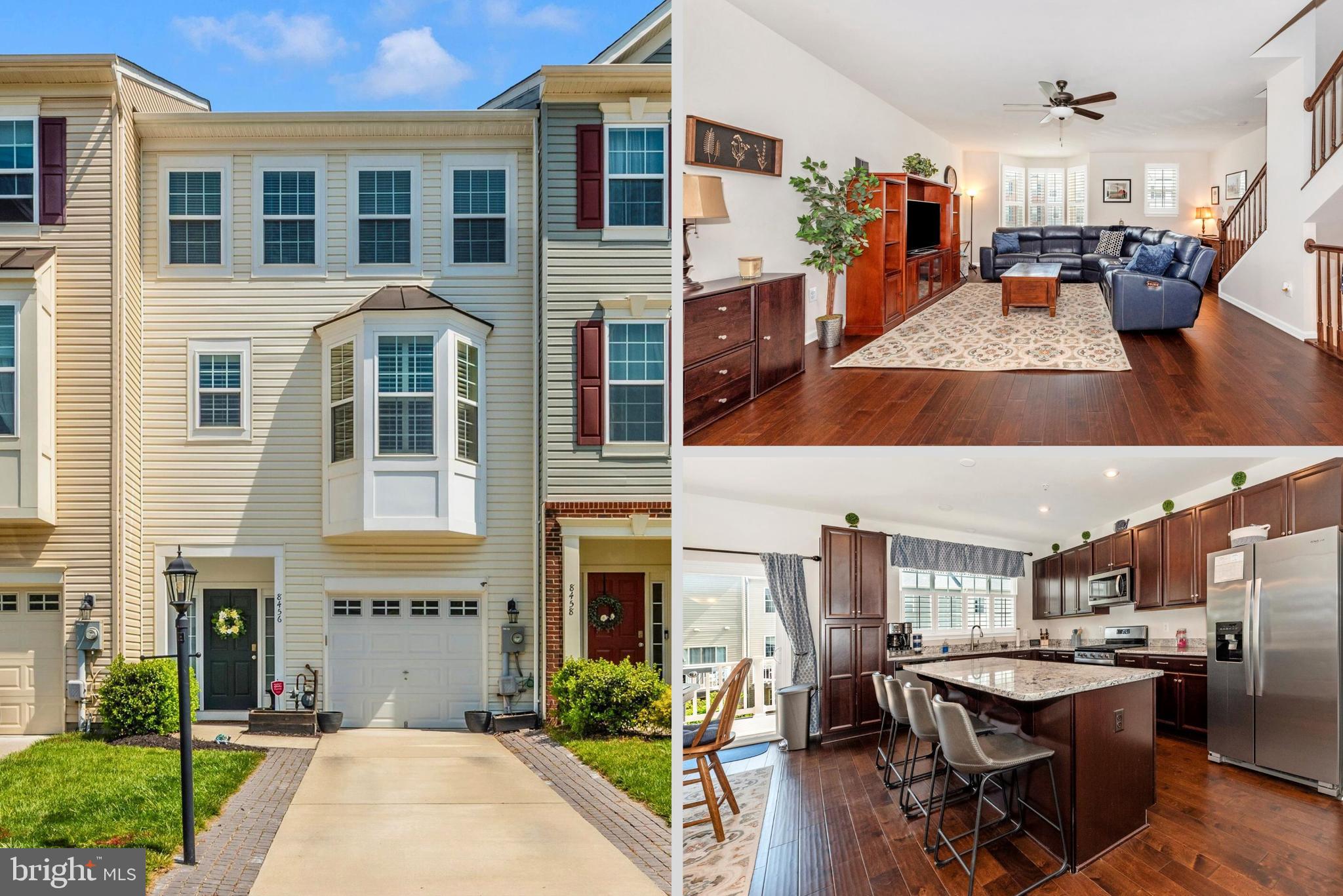 Welcome home to 8456 Randell Ridge Road! This wonderful 3 bedroom 3 1/2 bathroom three-level townhome, in the highly desirable Tallyn Ridge community, is just waiting for you to make it your very own! Stepping into the lower level of the home, offering 9' ceilings, you will find your main entry foyer, full bath, and spacious rec room. Making your way to your main living level, which also offers 9' ceilings, you will find your family room with a light filled bay window, stunning gourmet kitchen with an expansive center island, dining area, guest half bath, and access to your rear deck. The main living level also features beautiful LPV flooring and custom plantation shutters. Arriving to the second upper level you'll find your primary suite with vaulted ceilings, walk-in closet and private full bath, two secondary bedrooms, full hall bath, and convenient upper level laundry. Stepping outside of the home you'll find a lower level patio, fenced backyard, one car garage, plus additional parking for one car in your private driveway. All of this in a wonderful community featuring a pool, playground, picnic area, plus easy access to shopping, dining, all of the great features of Downtown Frederick, with convenient access to major commuter routes, plus no city taxes! Don't miss your chance to call this amazing house, home! || Owner is a licensed agent.