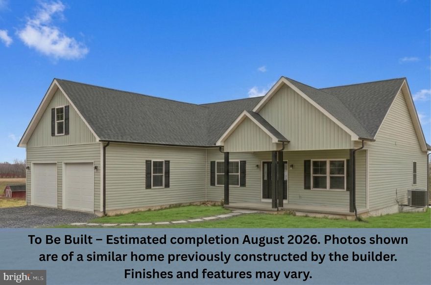 Estimated completion August 2026. Photos shown are of a similar home previously constructed by the builder. Finishes and features may vary.  Welcome to 169 Cather Lane, a spacious rancher situated on 5 beautiful pastoral acres with stunning views and an unbeatable location just minutes from town. Built by local builder Scott & Scott Construction, this home offers the perfect blend of quality craftsmanship, thoughtful design, and peaceful country living. Step through the front door into an open floor plan featuring luxury vinyl plank flooring throughout the main level. Just off the entry, a dedicated office provides the ideal work from home space or flexible bonus room. The kitchen has upgraded cabinetry, an oversized island, and opens seamlessly to the dining and living areas, where vaulted ceilings create a bright and inviting feel. From there, step out to the covered back porch overlooking the backyard, with stairs leading down to the open space behind the home. The owner’s suite features tray ceilings, a walk-in closet, and an en-suite bath with separate vanities. A huge walk-out unfinished basement offers excellent storage and future expansion potential, complete with a rough-in for a bathroom. Conveniently located just 5 minutes from downtown Winchester shopping and restaurants, with state-maintained paved roads all the way to the property. No HOA. Anticipated completion in August. Now is the time to secure the home and lifestyle you’ve been envisioning.