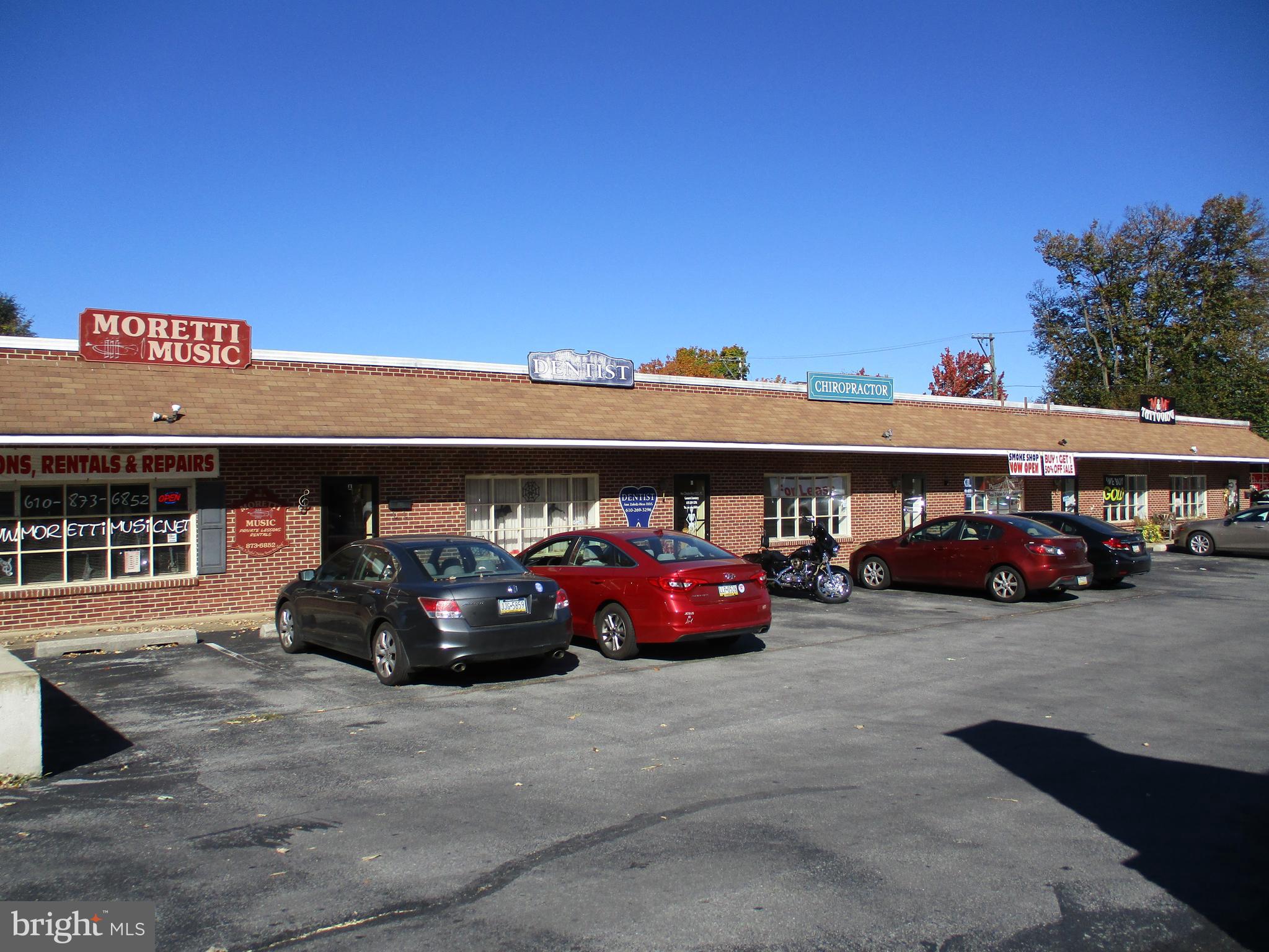 Downingtown Borough - 1,200 square foot professional/office commercial space available. Reception area, 6 offices, powder room, storage room, utility room & New HVAC Heating & Central Air Conditioning System in 2023. Located in a high visibility location on Business Route 30. Excellent prime signage location and plenty of parking in front. Surrounded by successful businesses, the small shopping center is located on business Route 30 in Downingtown Borough. Tenant responsible for electric, water, sewer & trash. Annual shared maintenance fee is $500 per unit. Minimum 1 year Lease but Long term Lease is available. Monthly rent is listed as a guide & can vary for business use. Owners are Licensed Real Estate Agents in the State of Pennsylvania.