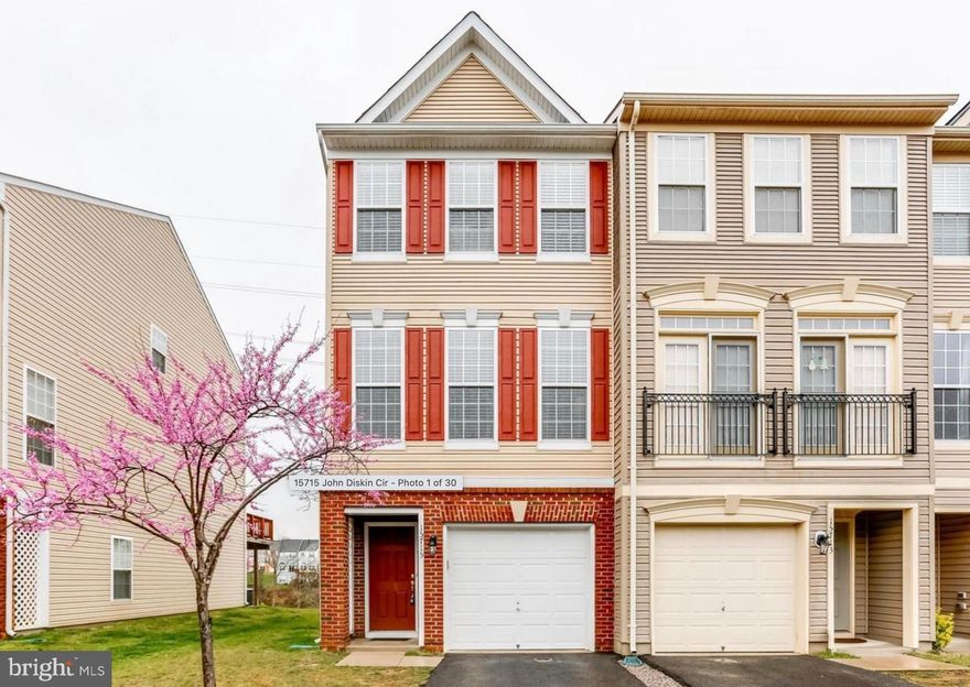 Welcome to sophisticated, low-maintenance living in the heart of Woodbridge! This three bedroom, 3½ bath condominium delivers a unique combination of townhouse-style space, premium finishes, and a prime location just minutes from shopping, transit, and I 95. 
End unit townhouse style condo, offering enhanced privacy and scenic views from both the backyard patio and upper level deck.
Three bedrooms: two spacious masters on the upper level, plus a flexible bedroom or guest suite on the lower (garage) level—perfect for multi purpose use 
Three full bathrooms and one half bath, thoughtfully distributed for maximum convenience.
Gleaming hardwood floors throughout the main and upper living areas 
Open kitchen with granite countertops and stainless-steel appliances
Washer/dryer and carpet (approx. one year old), new water heater, and updated fixtures contribute modern ease
Private deck and fenced patio backing to open land—ideal for entertaining or relaxing in peaceful surroundings 
Convenient attached one car garage plus driveway parking for an extra vehicle 
Condo association fee includes lawn mowing, trash removal, snow plowing, and access to a community pool  
Part of Powells Run Village Condo Association, this end unit remains within walking distance to the vibrant New Town Center dining and retail district
Quick access to VRE commuter rail (approx 1 mile) and I 95 for quick access 
Move-in ready with modern updates
Stylish and spacious open-concept design with minimal yard chores, thanks to association amenities