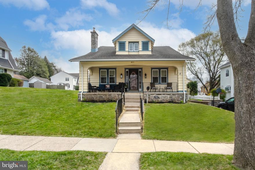 A treasure in the heart of Brookline!  Offering 4-5 bedrooms, 2.5 baths, a gorgeous property and a completely versatile floorplan of over 2500 above grade square feet, this very loved home is the best of everything.  If desired, this home offers one level living which is hard to come by in Haverford Township!  Pull up and instantly fall in love with the craftsman style bungalow design, the open front porch and large private drive! Enter at the covered front porch and head on in!  The first floor offers great living space to include a huge living room (feels like 2 rooms) with a Wissahickon Schist stone surround fireplace, gleaming oak hardwood floors with walnut inlay, recessed lighting, custom built ins flanking the fireplace and tons of space for oversized furniture.  The living room opens right up to the large dining room, also with oak hardwood floors, bow window and tons of natural light.  The custom gourmet eat-in kitchen is so well designed.  Beautiful cabinetry, granite countertops, high end stainless steel appliances, glass front display cabinets, wine fridge, stone tile backsplash, tile flooring, 2 tiered center island with seating and a french door to access the perfectly sized backyard.  The kitchen also has plenty of space for a nice sized breakfast table.  There are 2 bedrooms on the first floor, one of which is used as an office with built-ins, both with beautiful pine floors and a beautifully remodeled hall bath. Upstairs you will find so much versatility with 3 more bedrooms.  The current owners use one of them for a playroom.  The 2nd floor bath is also remodeled and beautiful.  In the 3rd bedroom, find a large walk-in closet!  The walk-out lower level of the home offers tons more square footage.  A perfectly sized family room space with brand new carpeting, utility/storage room and half bath for convenience.  The entire home with the exception of the kitchen, baths and basement have the original oak and pine hardwoods in stunning condition.  Tons of natural light pour into each room.  This home puts you in the center of all that Brookline has to offer.  Enjoy walks around the neighborhood and to some of Havertowns most cherished shops and eateries.  Parks, schools, the library, all just a few minutes walk.  Get a front row seat to festivals and parades along Darby rd.  This very special home has been loved and cherished by the family that lives there. If you are looking for a home with tons of versatility in the floorplan, plenty of storage space, a detached garage, central air, private parking and a location in the heart of it all, this is the place for you.