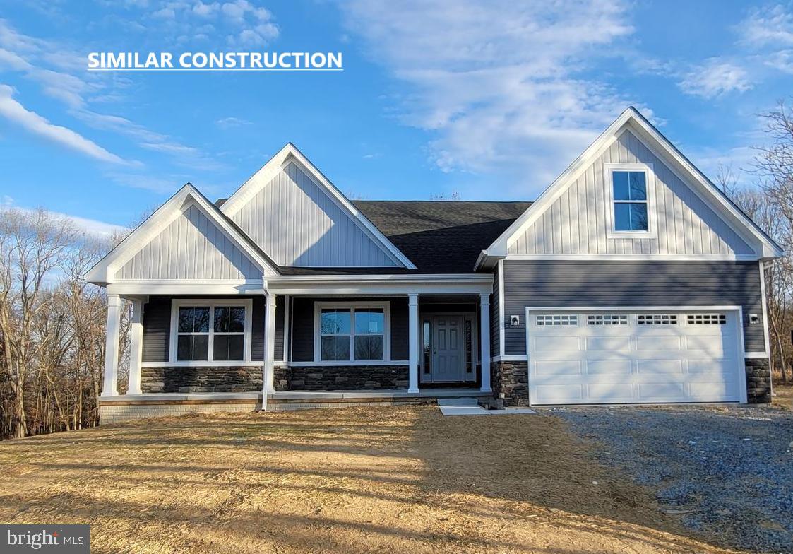 Construction has started on the Cambridge model with full front porch. November delivery in a well established community This model features 4 bedrooms & 3 full baths on a 2.8+/- acre lot. Full basement, stainless steel kitchen appliances, granite, luxury vinyl plank flooring, carpet, and more. Ideal setting, close to amenities. Shown with optional wainscotting and gas fireplace. Experience quality and value with this builders finished product. Great commuter location. Photos are similar construction with upgrades.