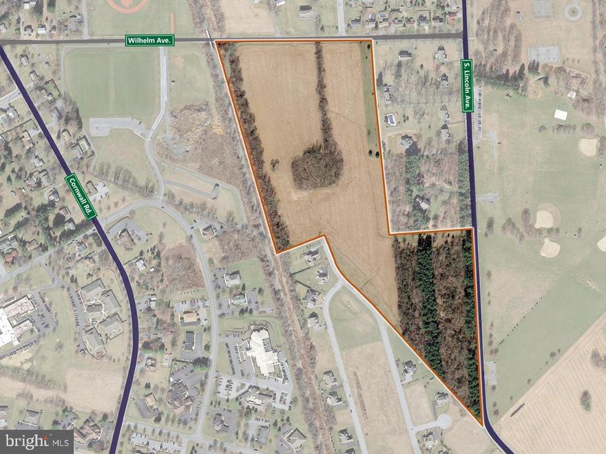 Land consisting of 2 parcels available for a residential development opportunity located in South Lebanon Township and Cornwall-Lebanon School District. At 35.1 acres, the site offers the builder/developer to expand existing residential development in this highly desirable market area of Lebanon County. Favorable demographics, reputable schools, parks and convenient access to health care and nearby amenities foster new housing construction and growth.
Property is directly adjacent to Strathford Meadows, where construction continues in a growing residential development featuring newly-constructed and attractive 1 and 2-story homes with both front and side-load garages, and sidewalks. Property also borders a section of the Lebanon Valley Rails to Trails.
The area is served by gas, electric and public water and sewer.
Conceptual site plan included in Offering Memorandum for discussion purposes only. It is based on a conceptual lot yield analysis obtained by the Seller for up to 46 home sites and, in part, portrays access connections to, and a continuation of lot sizes and similar home footprints to those found in the adjacent Strathford Meadows residential development.