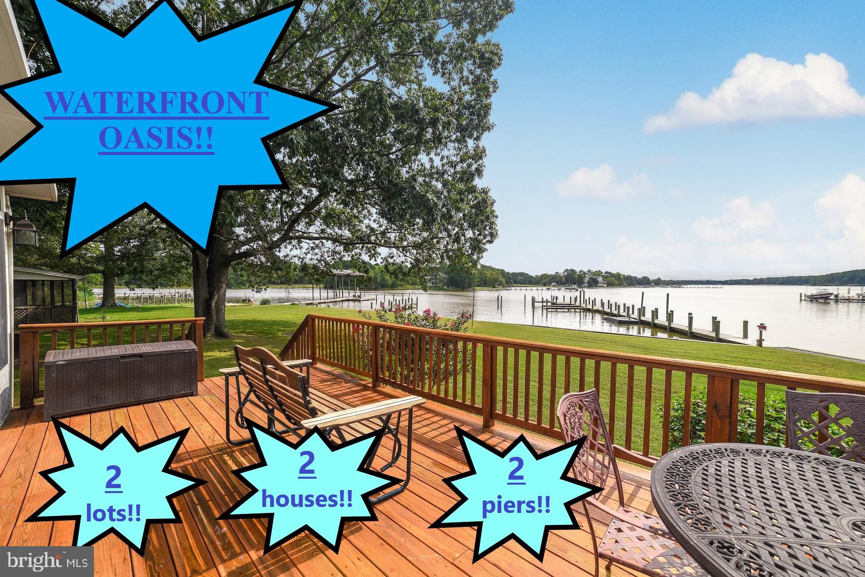 2 LOTS, 2 HOUSES, 2 PRIVATE PIERS - PACKAGE DEAL!! Have you ever dreamed living on the water...with all the water has to offer?? Here's your chance! House #1 is a Split level home situated just steps from the Potomac River. Home features 3 bedrooms and 2 full bath rooms. Two car garage for parking and/or extra storage. Master bedroom has private balcony facing the water. Main house has 125' private pier with boat lift, plumbed for water, & electric. Level backyard with views that will take your breath away. Two houses on one lot share the same septic. The 2nd home features a kitchen, living room, bedroom & full bath. It can be an income producing rental or a guest house for guests/friends/family. The 2nd home also steps to the river (currently has a month to month tenant that will be happy to continue to rent the house after settlement if new owner wants the extra income). 2nd/rental house has separate 50' private pier. Community has a pier and gated boat ramp... Citizens Association fee takes care of weekly trash pick up and community well. Just minutes to the Harry W Nice Memorial Bridge for a short commute into VA. Only a short drive to La Plata....plenty of shopping, dining, entertainment and more!