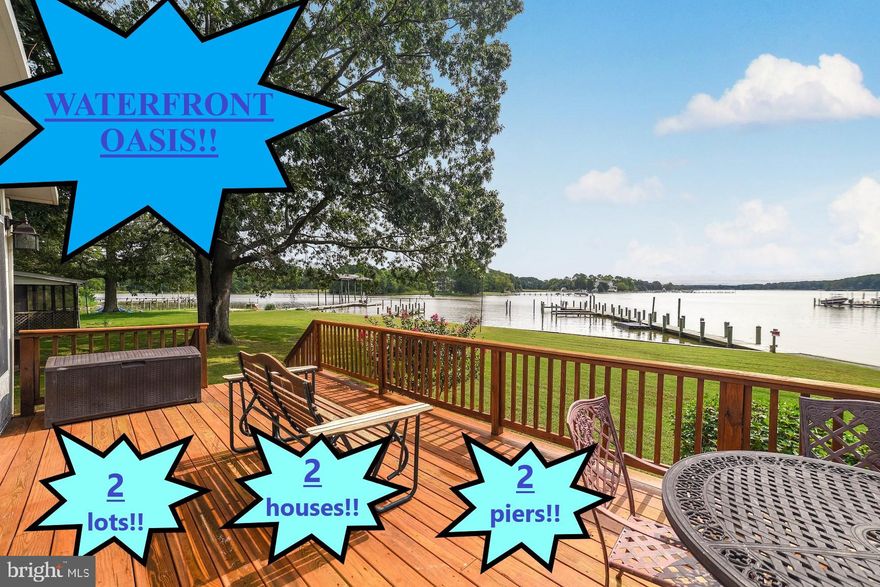 2 LOTS, 2 HOUSES, 2 PRIVATE PIERS - PACKAGE DEAL!! Have you ever dreamed living on the water...with all the water has to offer?? Here's your chance! House #1 is a Split level home situated just steps from the Potomac River. Home features 3 bedrooms and 2 full bath rooms. Two car garage for parking and/or extra storage. Master bedroom has private balcony facing the water. Main house has 125' private pier with boat lift, plumbed for water, & electric. Level backyard with views that will take your breath away. Two houses on one lot share the same septic.  The 2nd home features a kitchen, living room, bedroom & full bath. It can be an income producing rental or a guest house  for guests/friends/family. The 2nd home also steps to the river (currently has a month to month tenant that will be happy to continue to rent the house after settlement if new owner wants the extra income). 2nd/rental house has separate 50' private pier. Community has a pier and gated boat ramp... Citizens Association fee takes care of weekly trash pick up and community well.  Just minutes to the Harry W Nice Memorial Bridge for a short commute into VA. Only a short drive to La Plata....plenty of shopping, dining, entertainment and more!