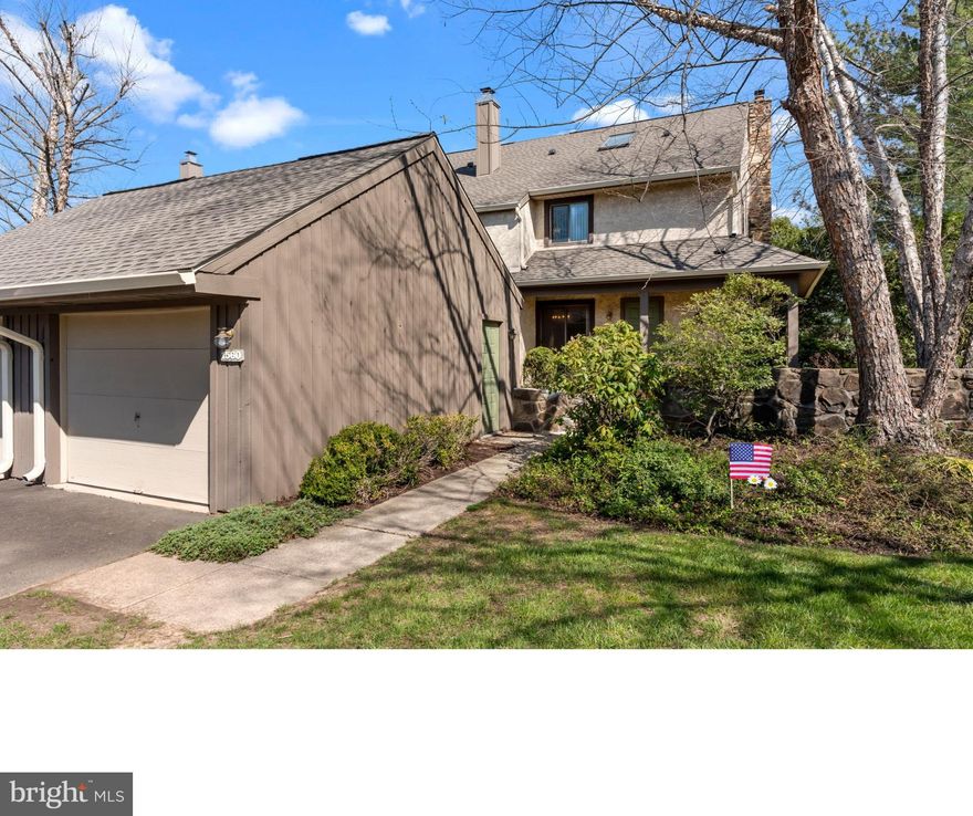 This 3-story home is perfectly placed along the back edge of a small cul-de-sac lot, with open space providing side and rear yards. Yardley Corners, known for its charm, sparkling pond, established landscaping and convenience for commuters, is directly across from shopping, dining and 5-Mile Woods, a local Nature Preserve. As you pass the stone accent walls and Garage, you’re taken to a private covered wrap around Porch which runs 36 feet around the home. Upon entering through the front door, you are greeted by a foyer adorned with wood-look flooring and freshly applied paint. The bright entry opens to a massive Living Room with brick fireplace and entry to the Dining Room or Den. A coat closet, Powder Room and stairway to the Upper Level greets you. In the oversized Living Room, you’ll love the new carpeting, views of lush greenery from the windows and the sliding glass doors leading to a recently revamped 330 square foot deck surrounded by fencing. As the focal point of this 22 foot long room, you’ll enjoy a wood-burning brick fireplace with beautiful wood mantle and accent lighting above. The Kitchen has tons of cabinetry, neutral counters and flooring, new garbage disposal, 2 pantry closets and space for a table next to double windows overlooking the deck. Between the Foyer and Kitchen sits a cozy room, with its own set of sliding glass doors to the covered Patio, that is a versatile space ready for what you need the most. It makes a perfect Dining Room, home-Office, or Den. Head up the newly carpeted Steps and to the left to find a spacious Main Bedroom Suite. With windows on 2 walls, a walk-in closet with custom organizers for all your personal items and a private, updated full Bathroom with white tile flooring, replaced exhaust fan and luxurious heat lamp. Also on the 2nd Level, you’ll find 2 more Bedrooms, each a fantastic size, with windows and great closet space. The full Hall Bathroom is neutral, has a tub/shower combo and new exhaust fan. The Hall benefits from new carpeting and a new washing machine in a convenient Laundry Closet. There is shelving and a drain pan recently installed under the washer and dryer. A turned staircase with an overlook leads you to the 3rd story Loft, with a wall of closets and 2 skylights. This 23 foot by 15 foot space is perfect as a private 4th Bedroom, Gym, Office or Teen-Suite. An electronic thermostat controls the heater, which has been replaced with a top-of-the-line Carrier system, Christian HVAC says the water-heater should have years left to it, the roof was just replaced by the HOA within the last 2 years, and the whole Main and Upper Levels have just been painted. The large Garage is perfect for storage and parking, with a short, mostly covered walk, to the Porch. The HOA fee includes a walking trail, upkeep of the central pond, snow removal, lawn maintenance plus trash and recycling removal. In prestigious Lower Makefield Township, Yardley, within award-winning Pennsbury School District with the best Prom in the country! Elementary School kids get bussed to Afton, then right down to the road to William Penn Middle School, before attending Pennsbury East and West High School. This home is ready for you to move-in and do updates, only if you’d like to, over time. The required sewer scope was just completed and passed without issue. Pride of ownership is evident in this spacious end-unit townhome that’s ready for its new Owner.