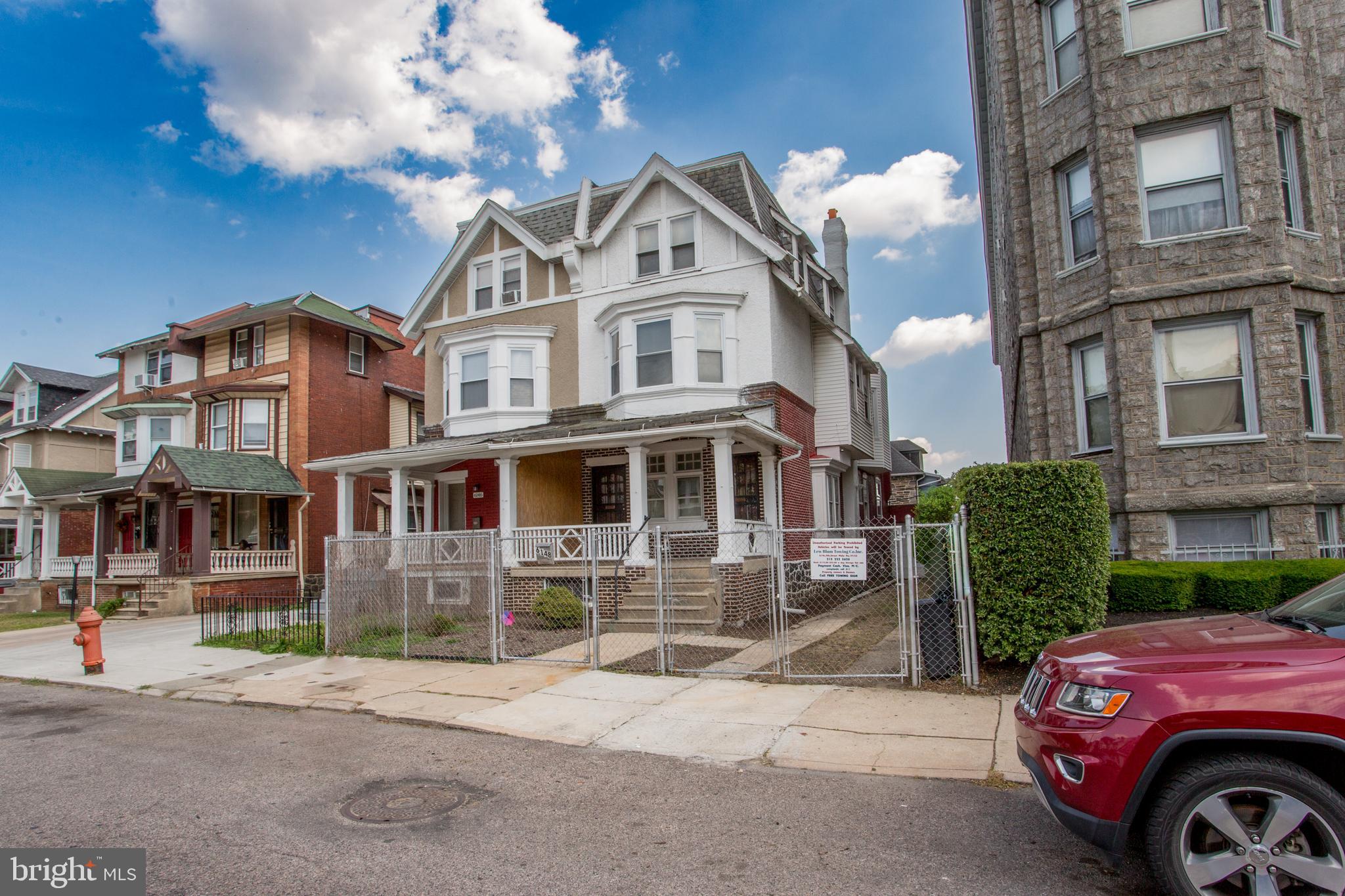 Don't miss this nearly 2,300 sq. ft. multifamily duplex with additional basement space and a detached garage—perfect for investors or owner-occupants! Hardwood floors run throughout both units, each featuring a living room, kitchen, and two good-sized bedrooms. The first-floor unit offers an expanded layout with a spacious living room, dining room, and kitchen. Separate entrances provide privacy, and the basement has exterior access, making it ideal for storage or potential extra living space. Located in a prime area near Route 1, I-76, Fairmount Park, and University City, with easy access to shopping, schools, and public transportation. Off-street parking and a small rear yard add to the appeal. This property is a blank canvas ready for your personal touch! Sold as-is—cash, rehab or private financing only. Not eligible for conventional, FHA, or VA financing. Interior photos have been virtually staged.
