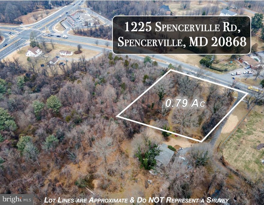 LAND ONLY Prime vacant lot located at 1225 Spencerville Road, Spencerville, MD, in Montgomery County, just shy of one acre and offering public water access. Zoned for commercial or residential use, this property presents an excellent opportunity for a custom-built home or select commercial development. Local builders can easily evaluate the lot for custom construction. Ideally situated in a convenient and highly desirable location, this is a perfect site with strong potential, flexibility, and long-term value.